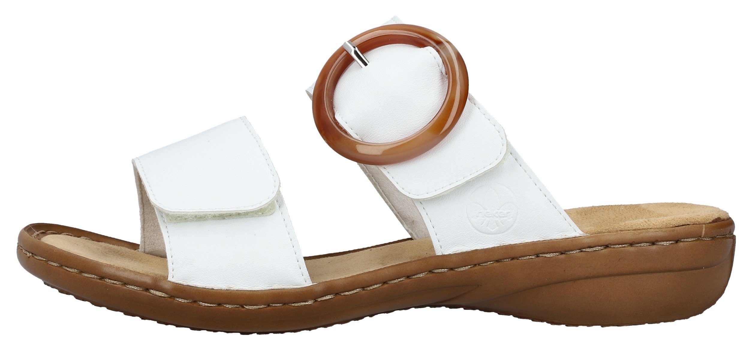 Rieker Slippers sleehak, zomerschoen, slippers met grote siergesp