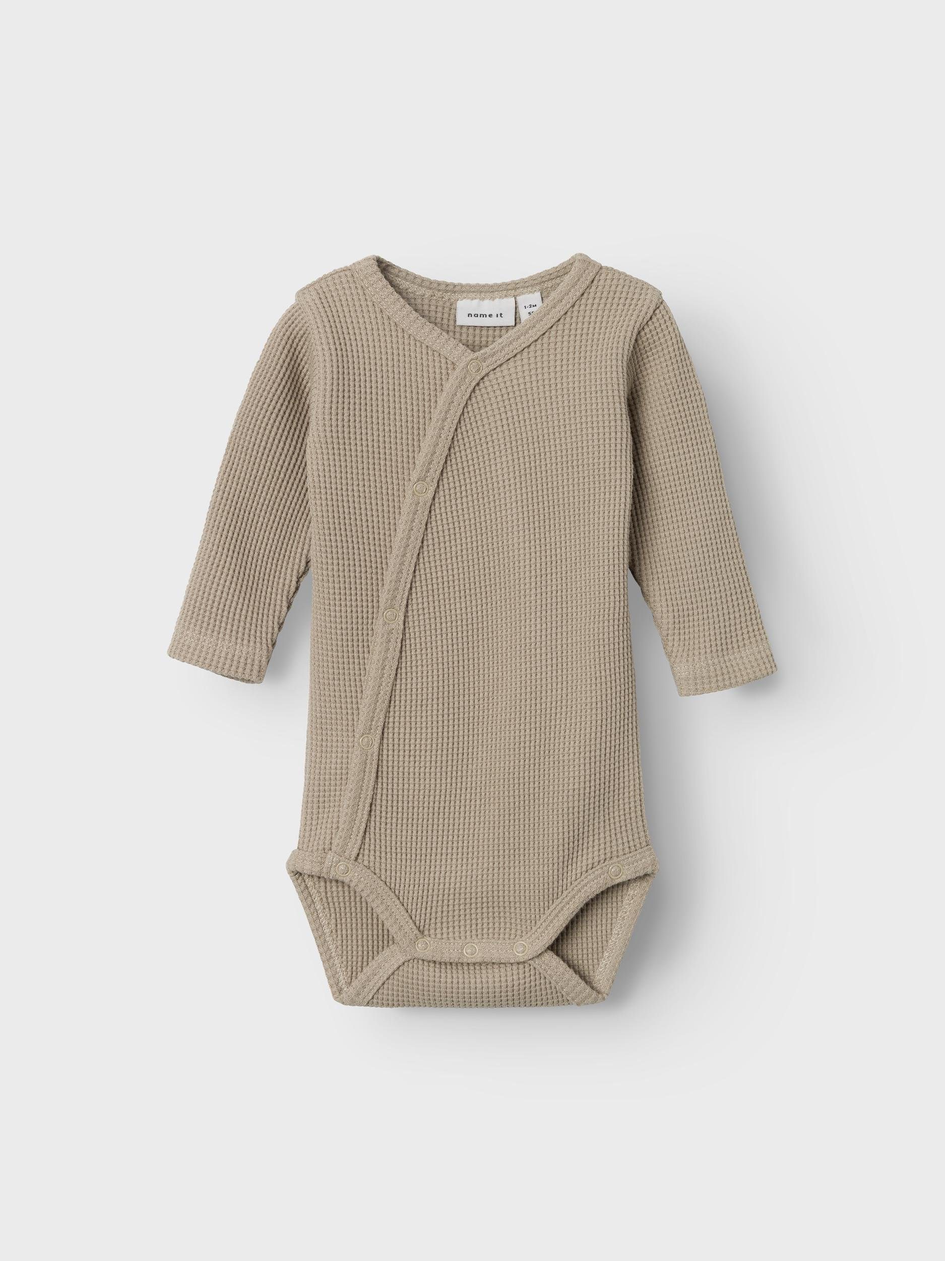 Name It Body NBNWAFFE LS WRAP BODY NOOS kinderen rompertjes maat 80 bruin