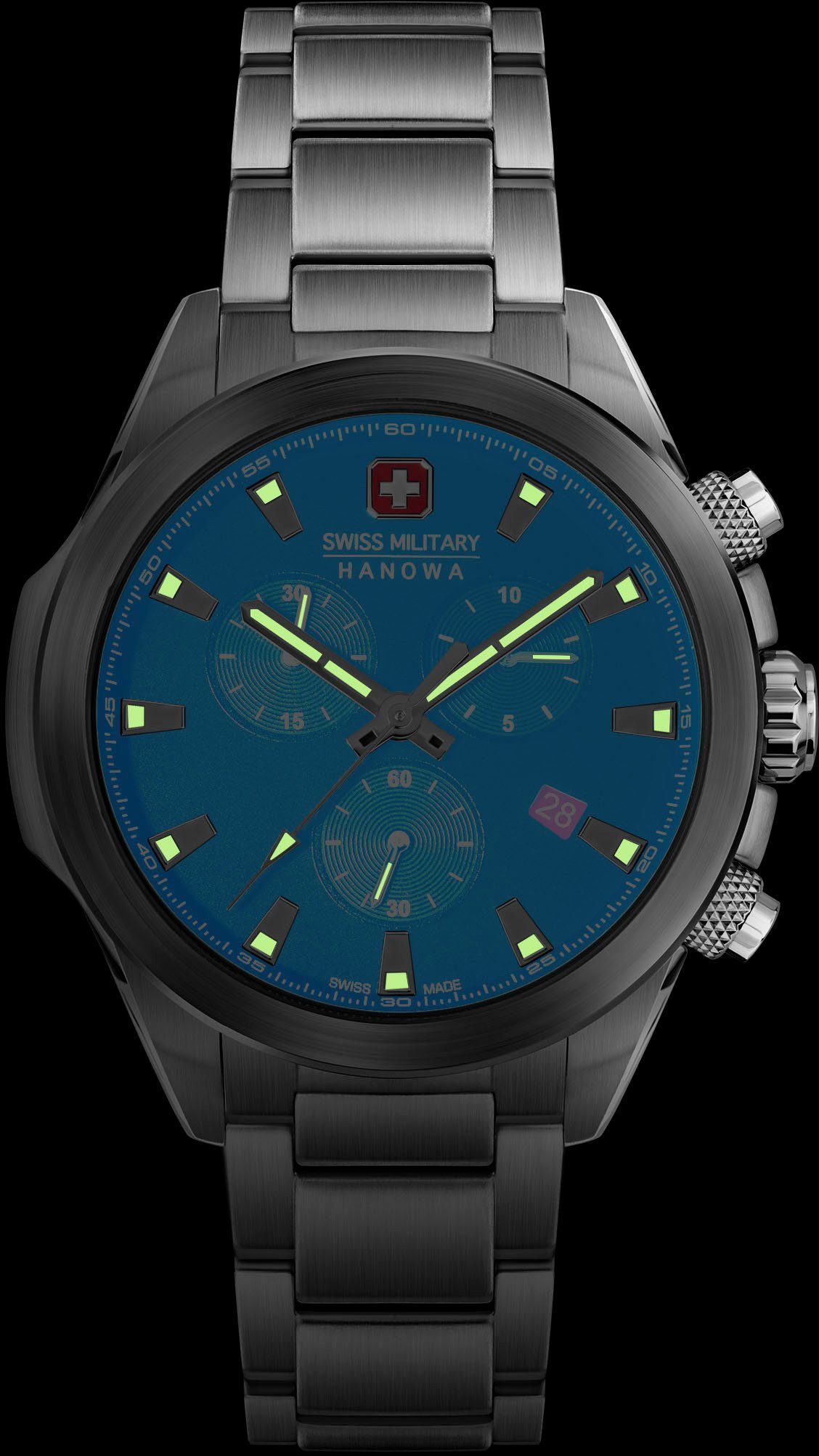 Swiss Military Hanowa Chronograaf CHIROPTERA NIGHT VISION, SMWGI0001901 Quartzhorloge, herenhorloge, datum, stopwatchfunctie, saffierglas, Swiss Made