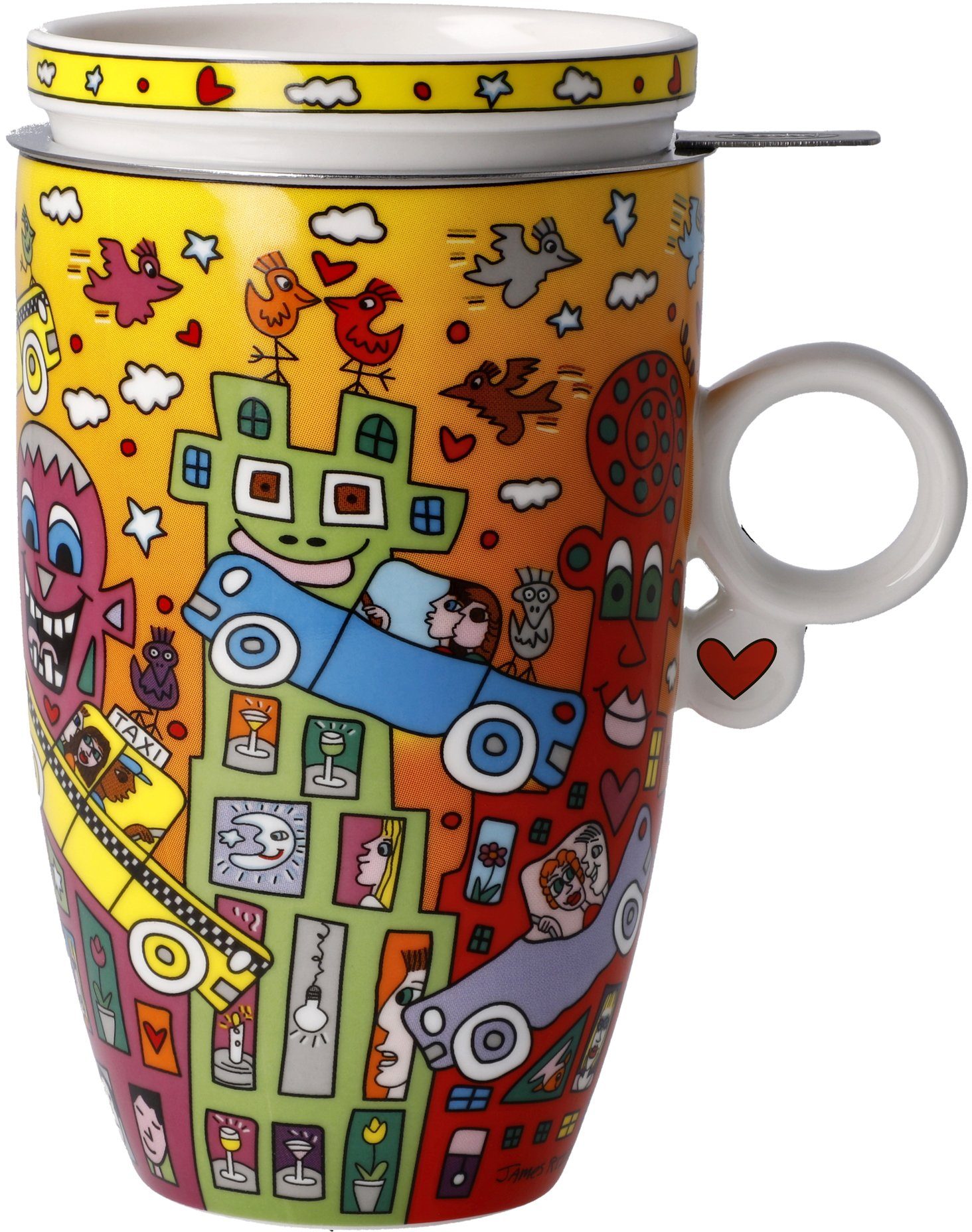 Goebel Kopje Rizzi Pop Art, theekop, James Rizzi - Niet om het verkeer heen komen