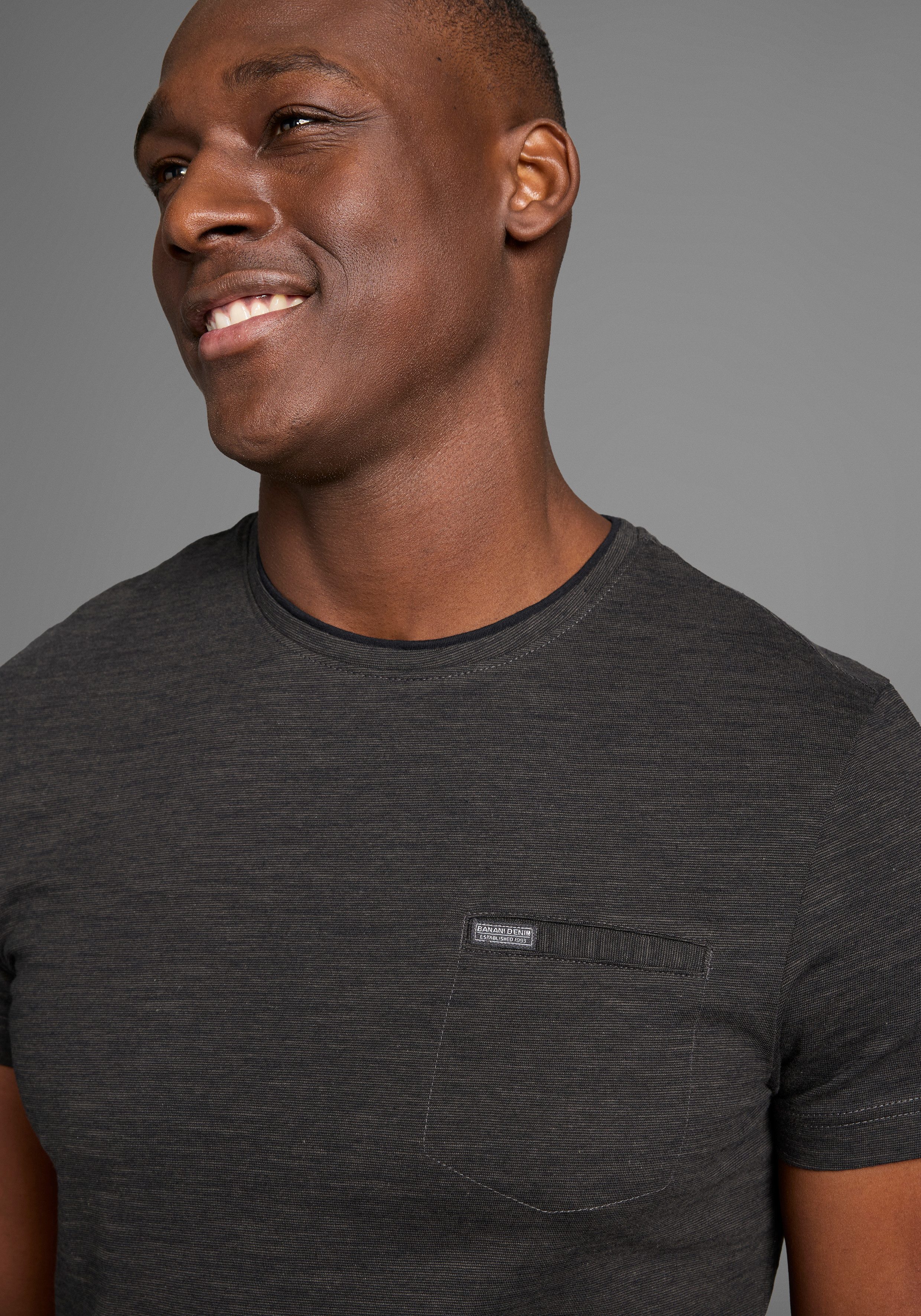 Bruno Banani T-shirt Met dubbele kraag en sierborstzak