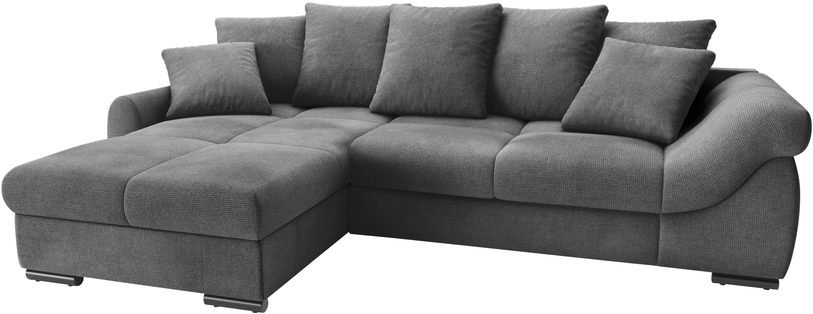 Mr. Couch Hoekbank Livorno L-vorm incl. hoogslaper beduitbreiding, xl bedbox wit gecoat zwart, hoekbanken