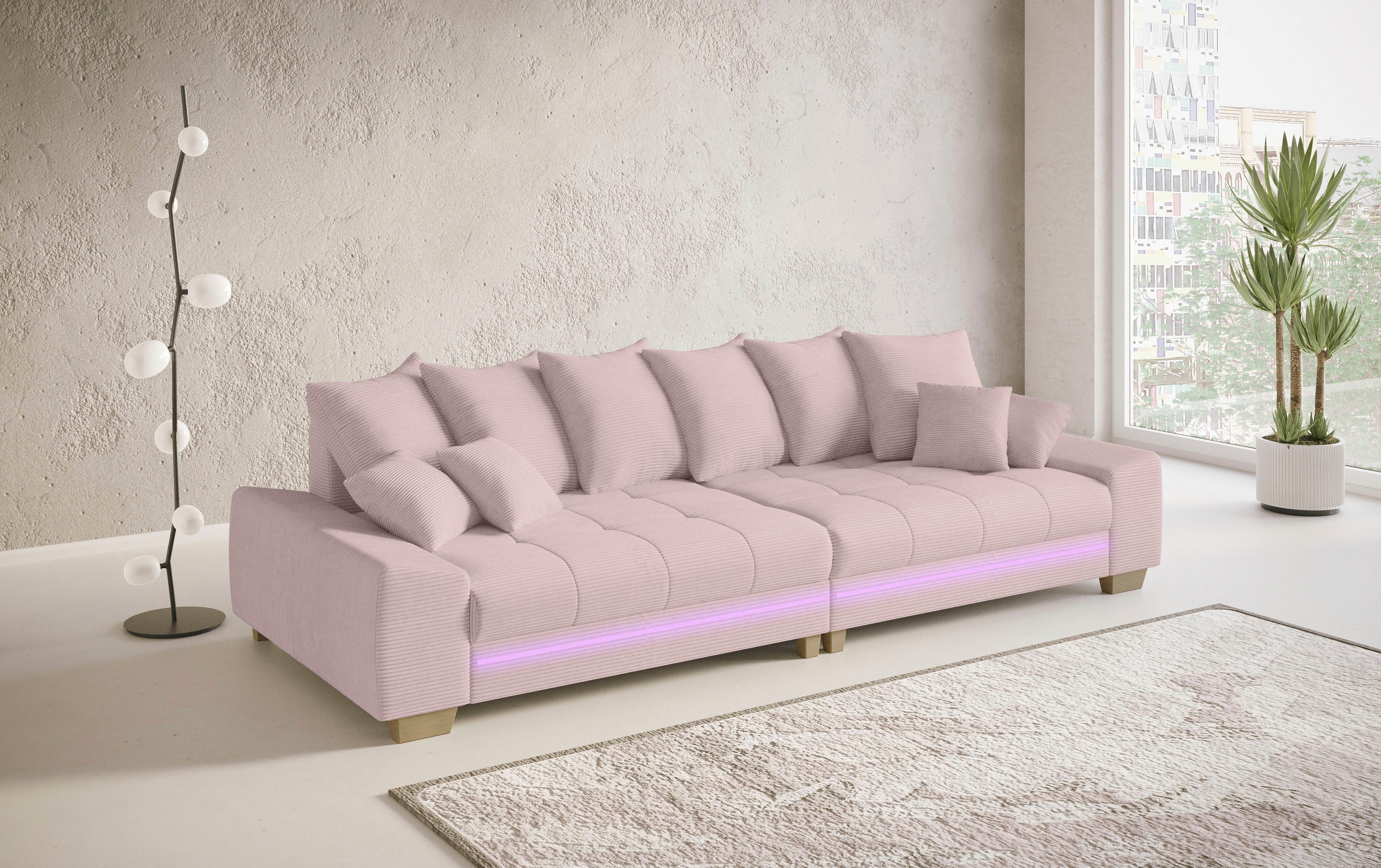 Mr. Couch Megabank Nikita II met rgb-led-verlichting, koudschuim bekleding tot 140 kg belastbaar