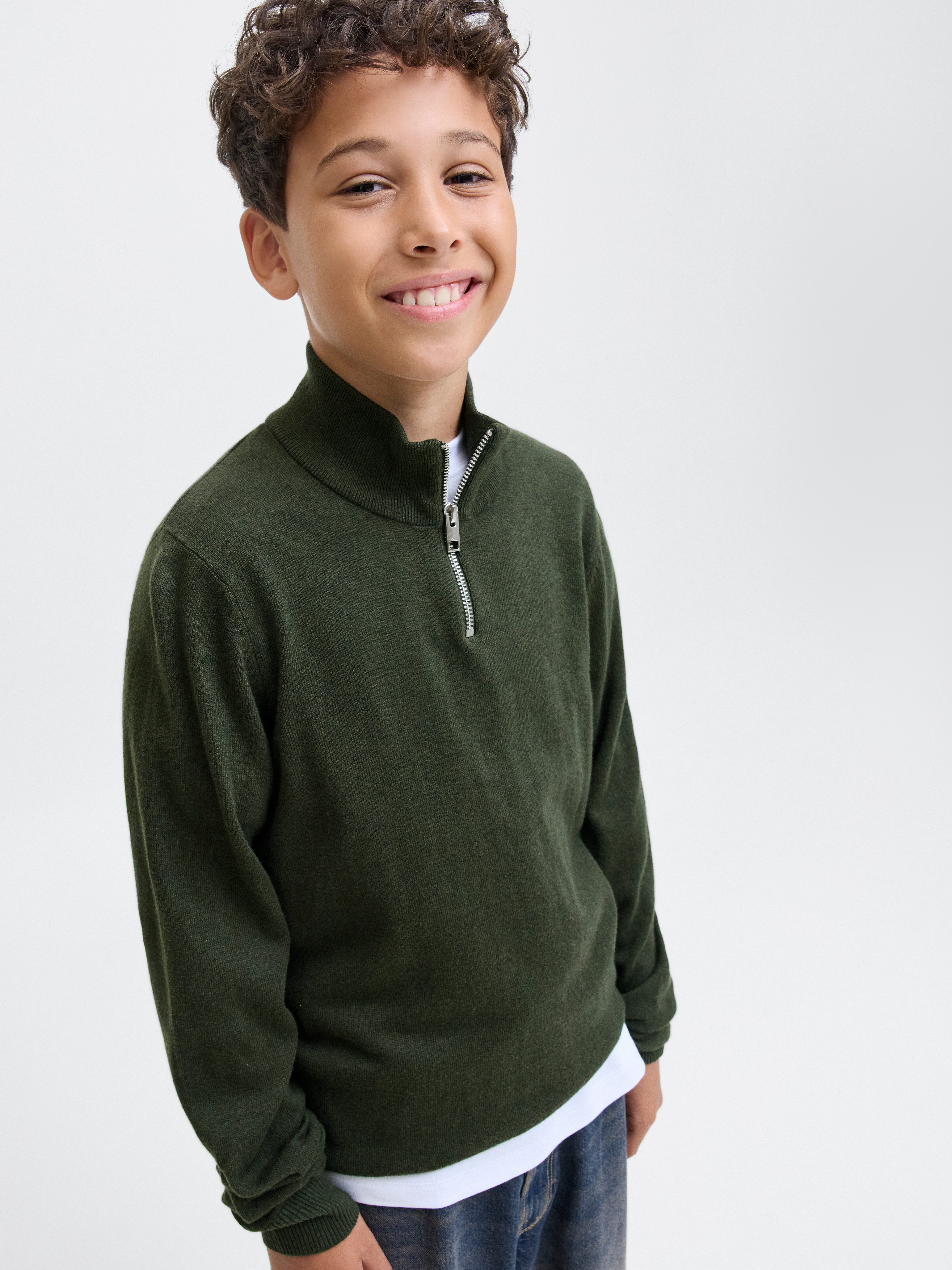 Jack & Jones Junior Schipperstrui JJEEMIL KNIT HALF ZIP NOOS JNR