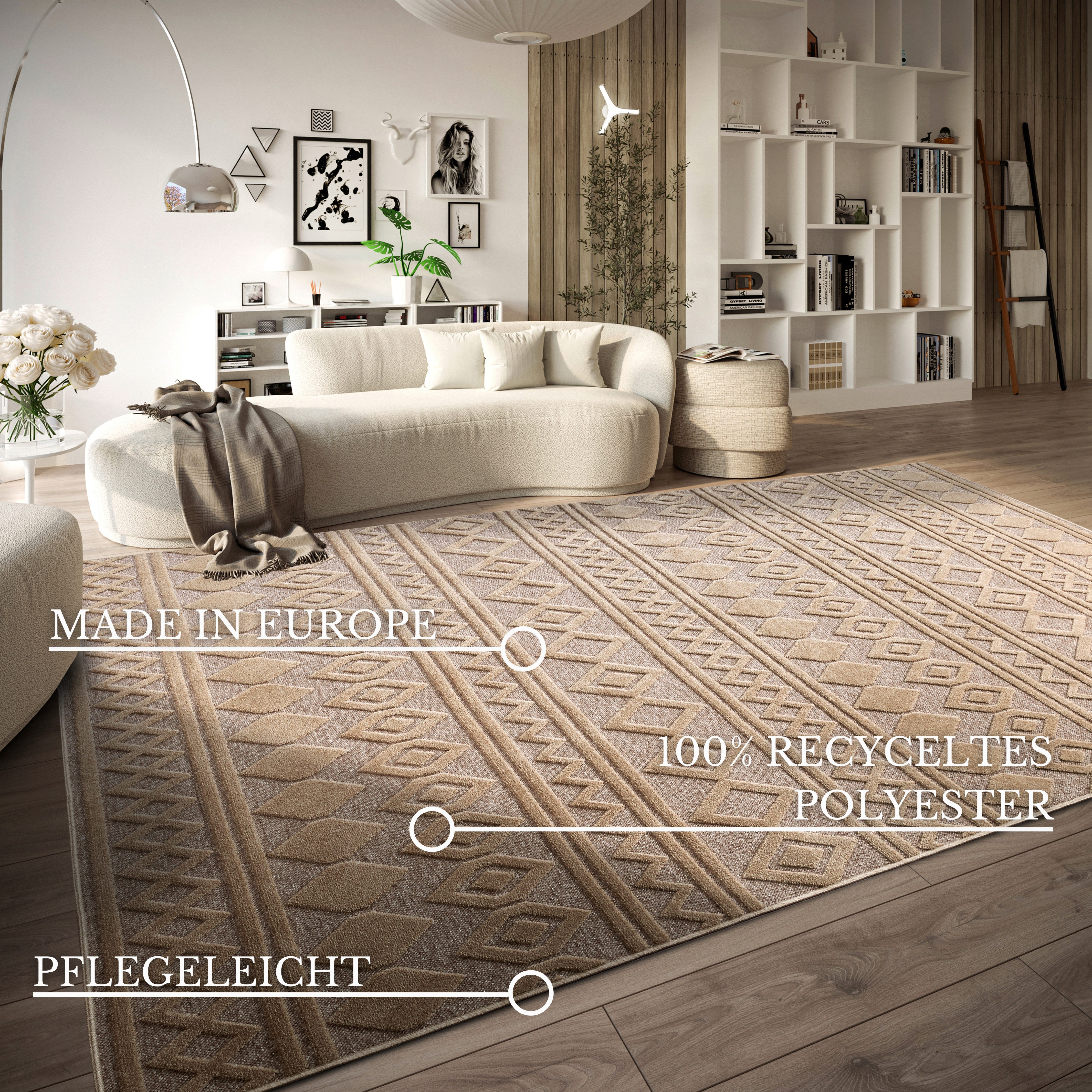 Villeroy & Boch Vloerkleed Catherine Duurzaam, woonkamer, slaapkamer, modern, hoog-laag effect, gang