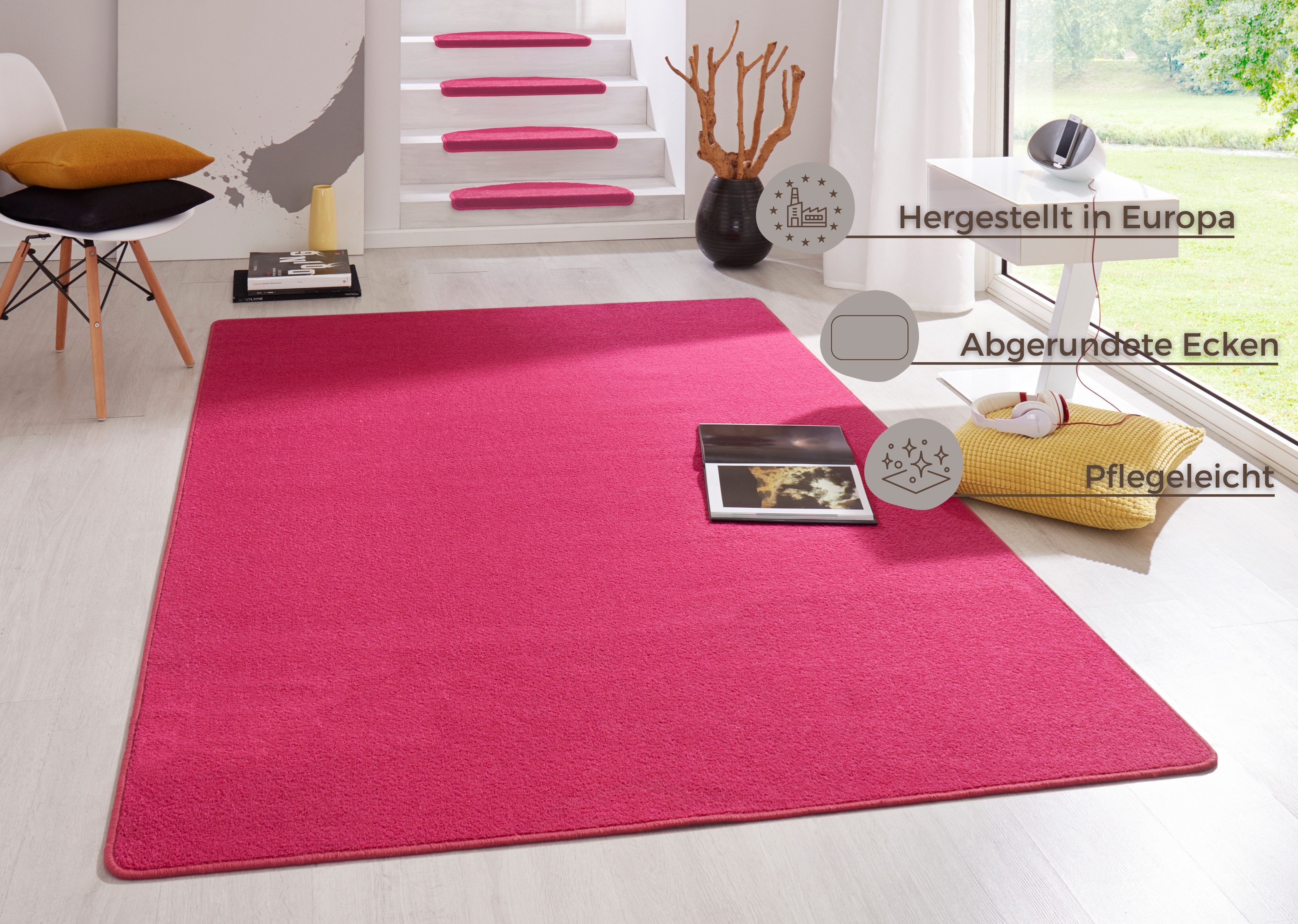 HANSE Home Vloerkleed Fancy Kortpolig, loper, effen, geketteld, woonkamer, slaapkamer, eetkamer