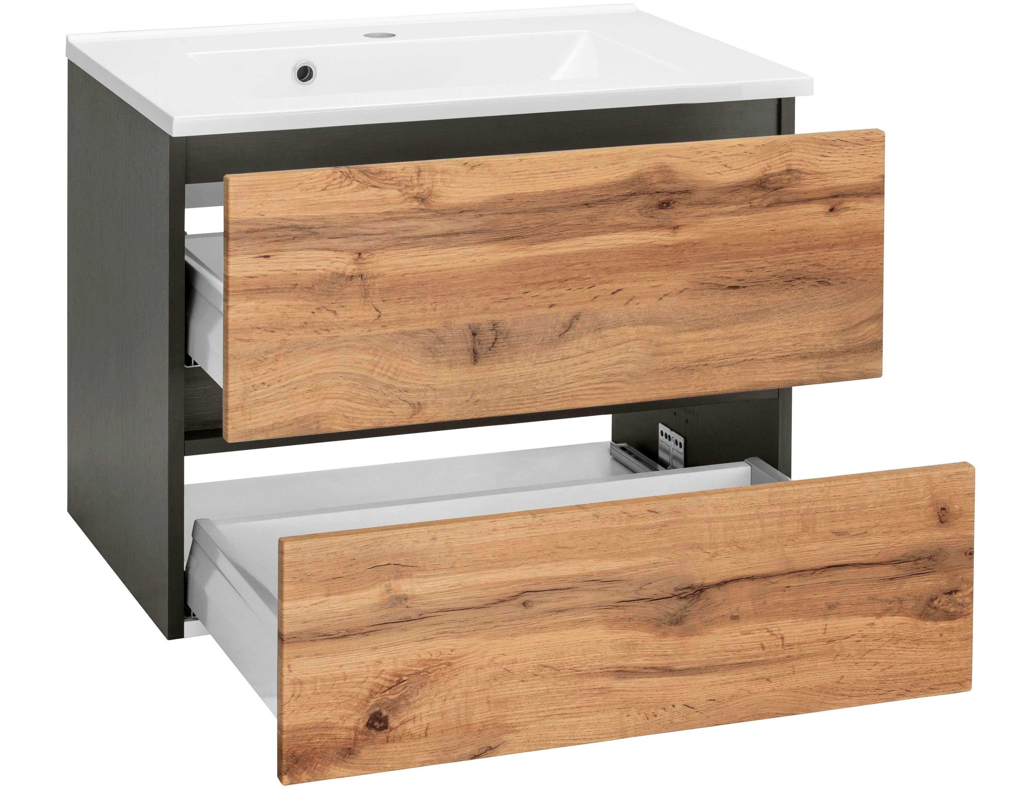 welltime Wastafelonderkast Lucca Badkamermeubel, wastafelonderkast inclusief wasbak, breedte 60 cm