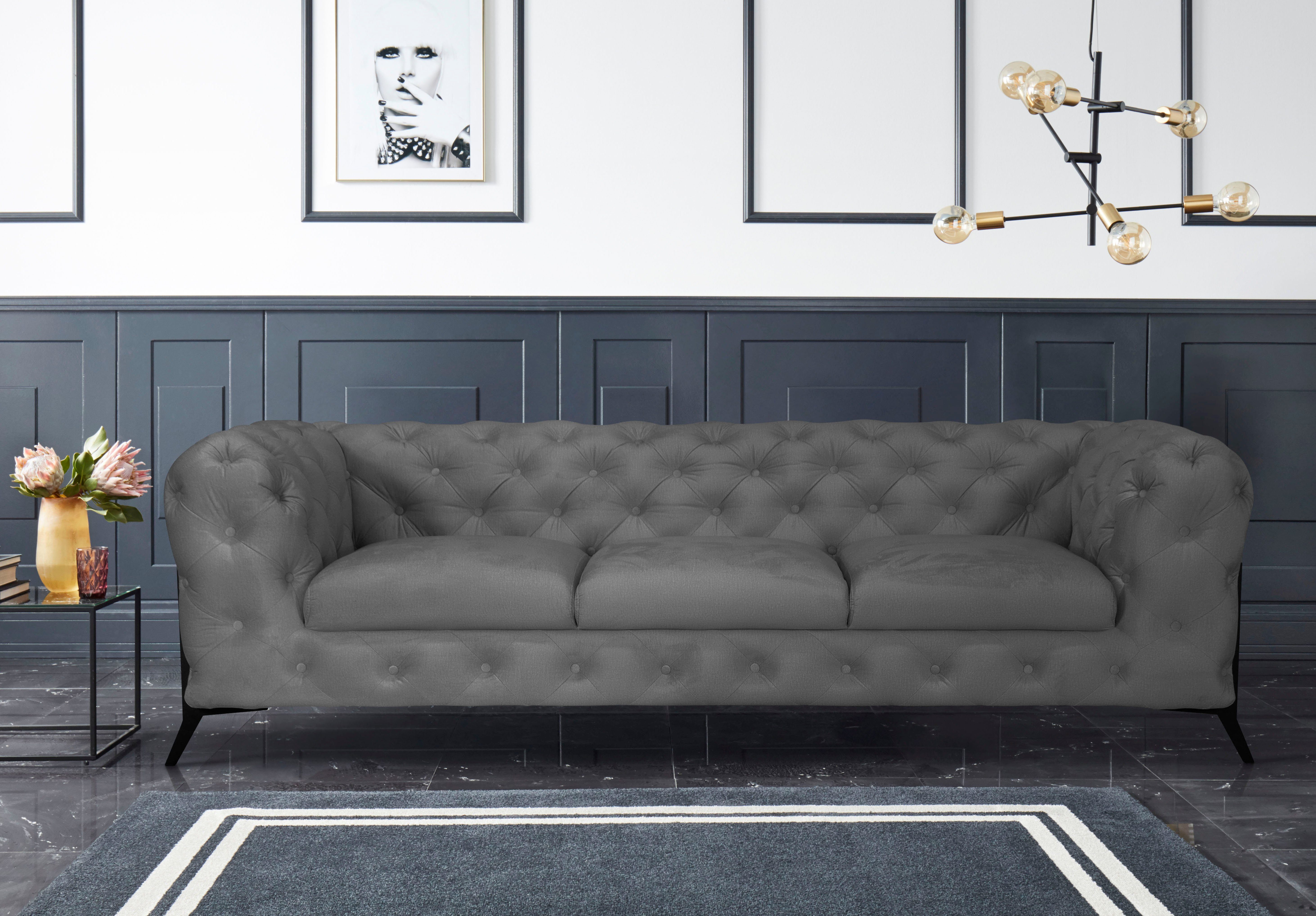 Leonique Chesterfield-bank Amaury luxueuze capitonnage, moderne chesterfield look, kleur van de poten ter keuze