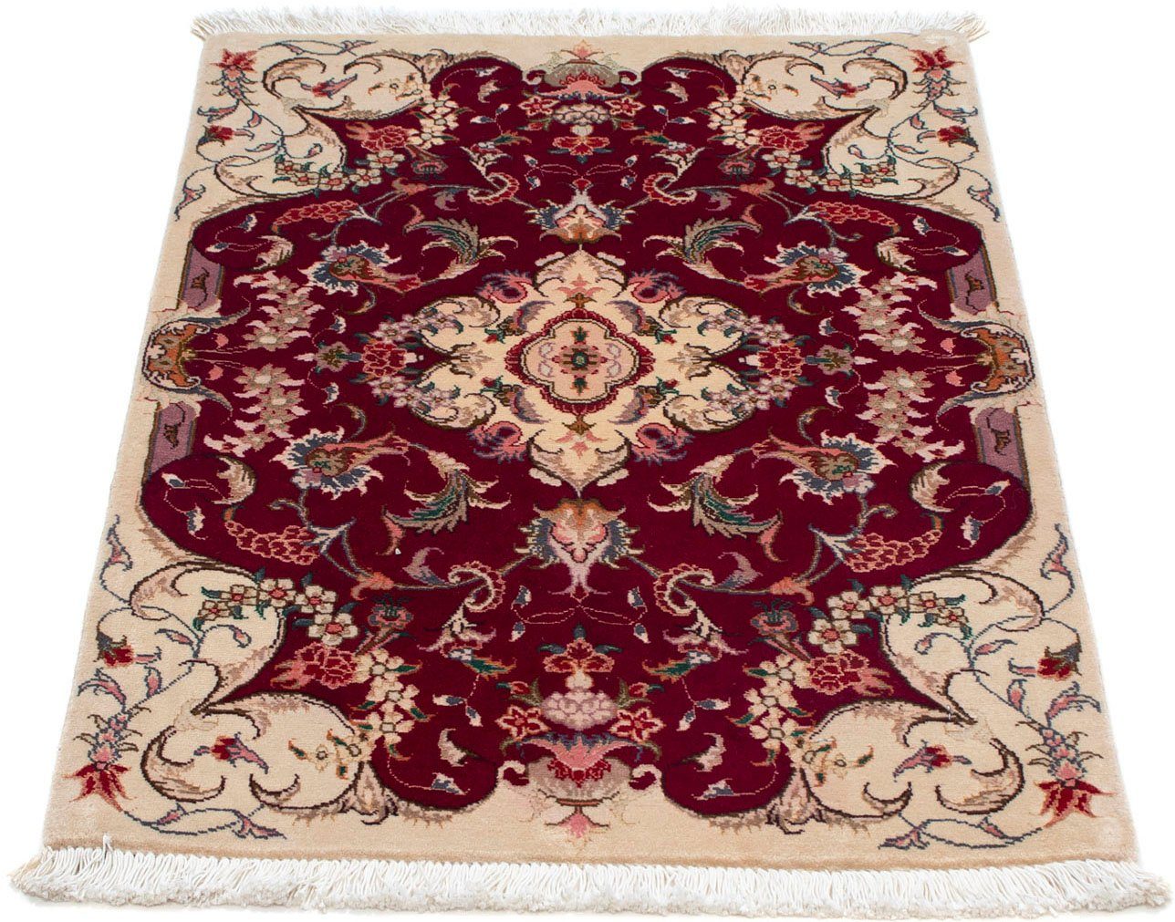 morgenland Wollen kleed Täbriz - 50 Raj Medaillon rosso scuro 90x 60 cm Handgeknoopt