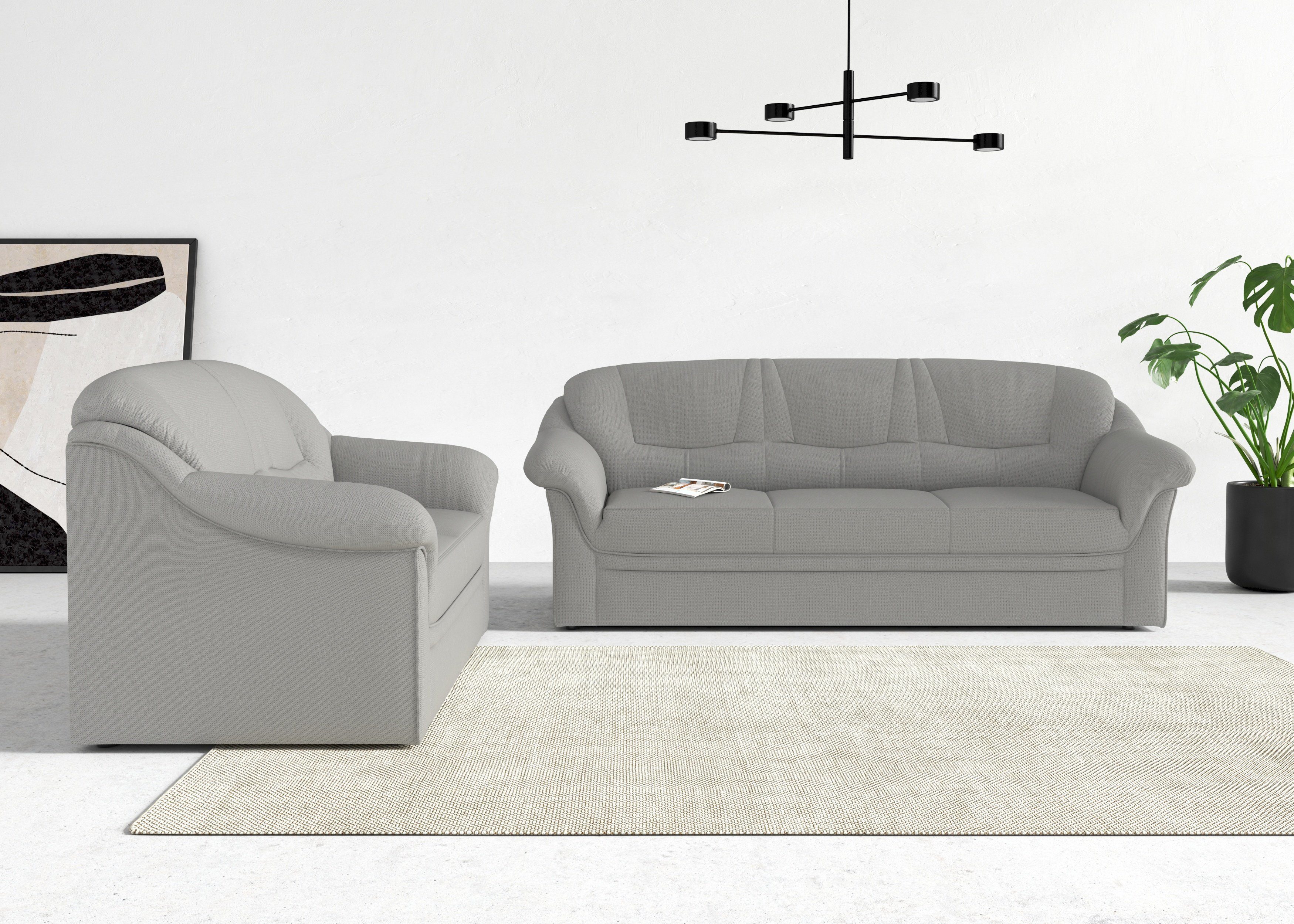 DOMO collection 3-zitsbank Montana voor kleine ruimtes, breedte 184cm, comfortabel en tijdloos