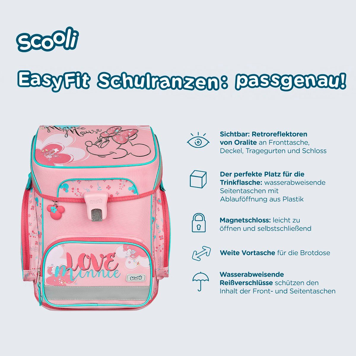 Scooli Schooltas EasyFit, Minnie Mouse (5-delig)