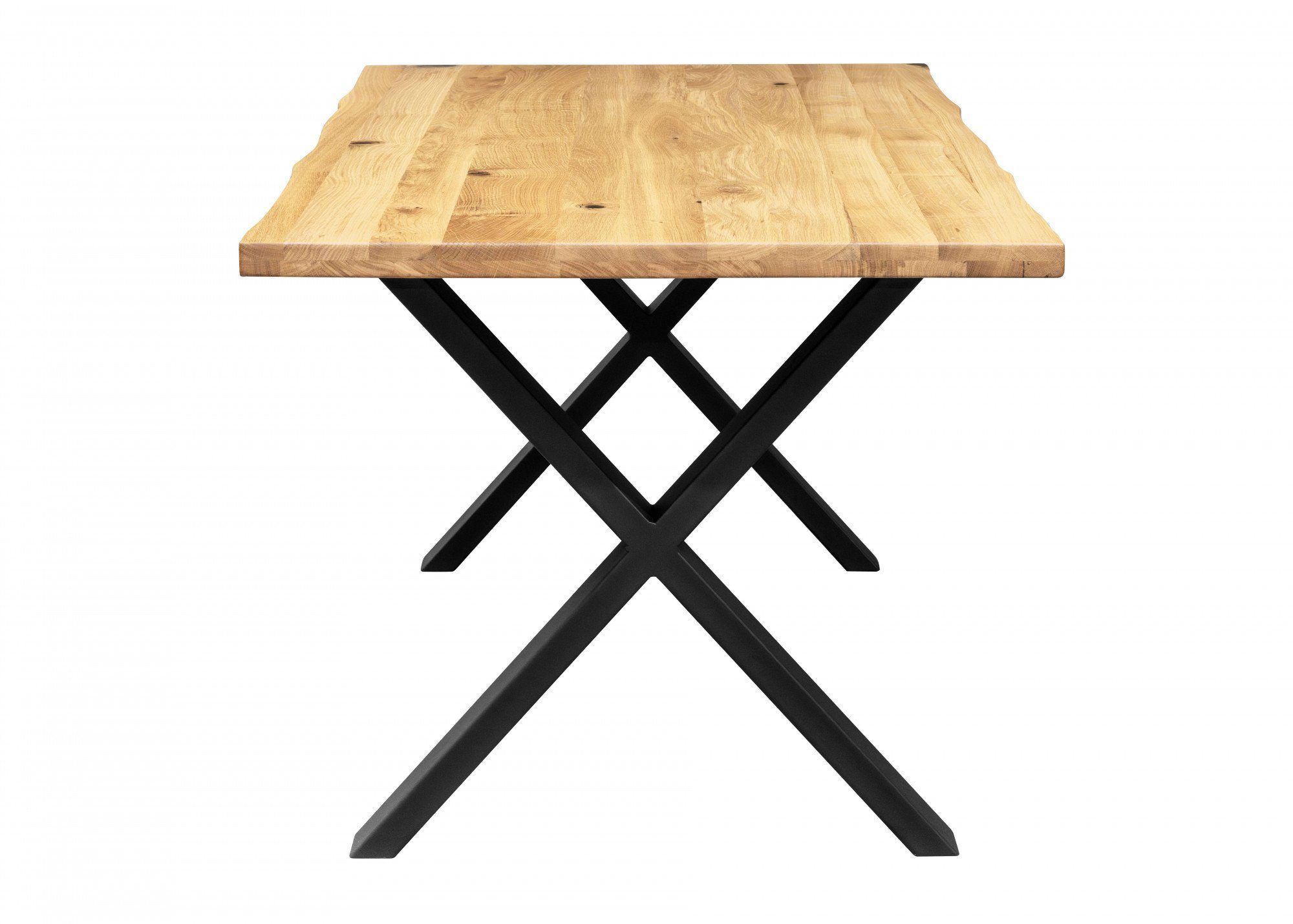 Home affaire Eettafel Dark blue Eiken massief hout en poedercoated metalen poten