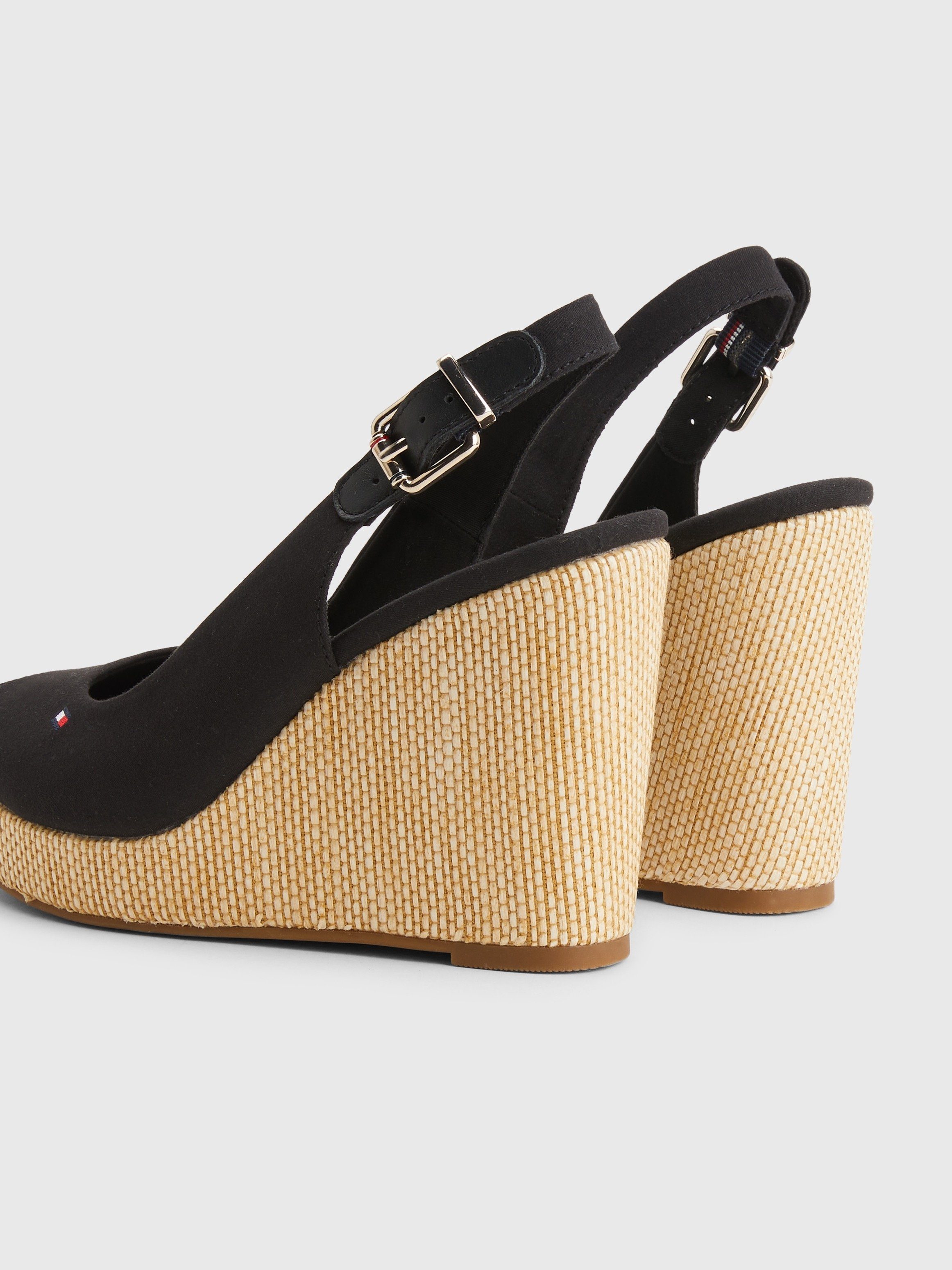 Tommy Hilfiger Sleehaksandaaltjes ICONIC ELENA SLING BACK WEDGE zomerschoen, sandaal, sleehak, met verstelbare gesp