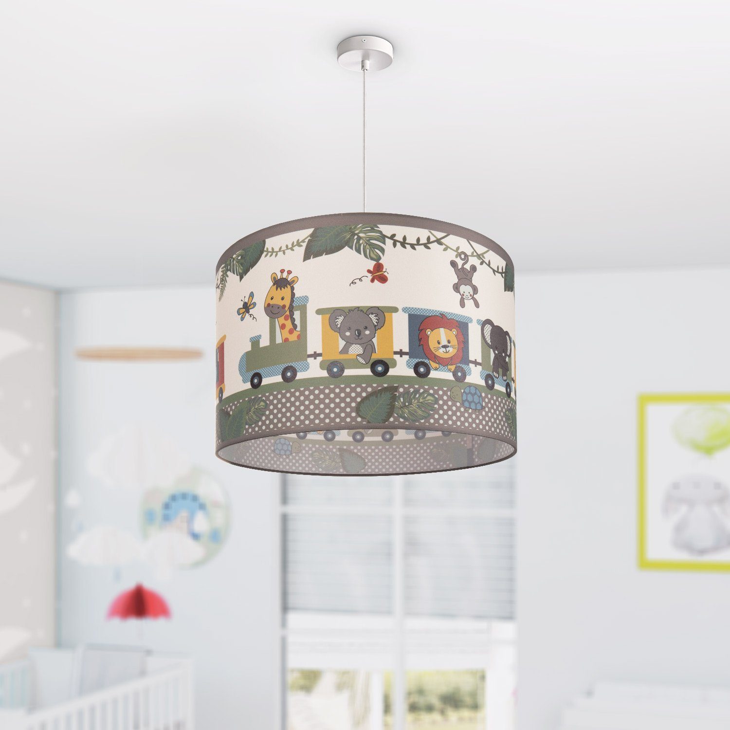 Paco Home Hanglamp Diamond 635 Kinderlamp plafondlamp LED kinderkamer lamp trek dieren, E27