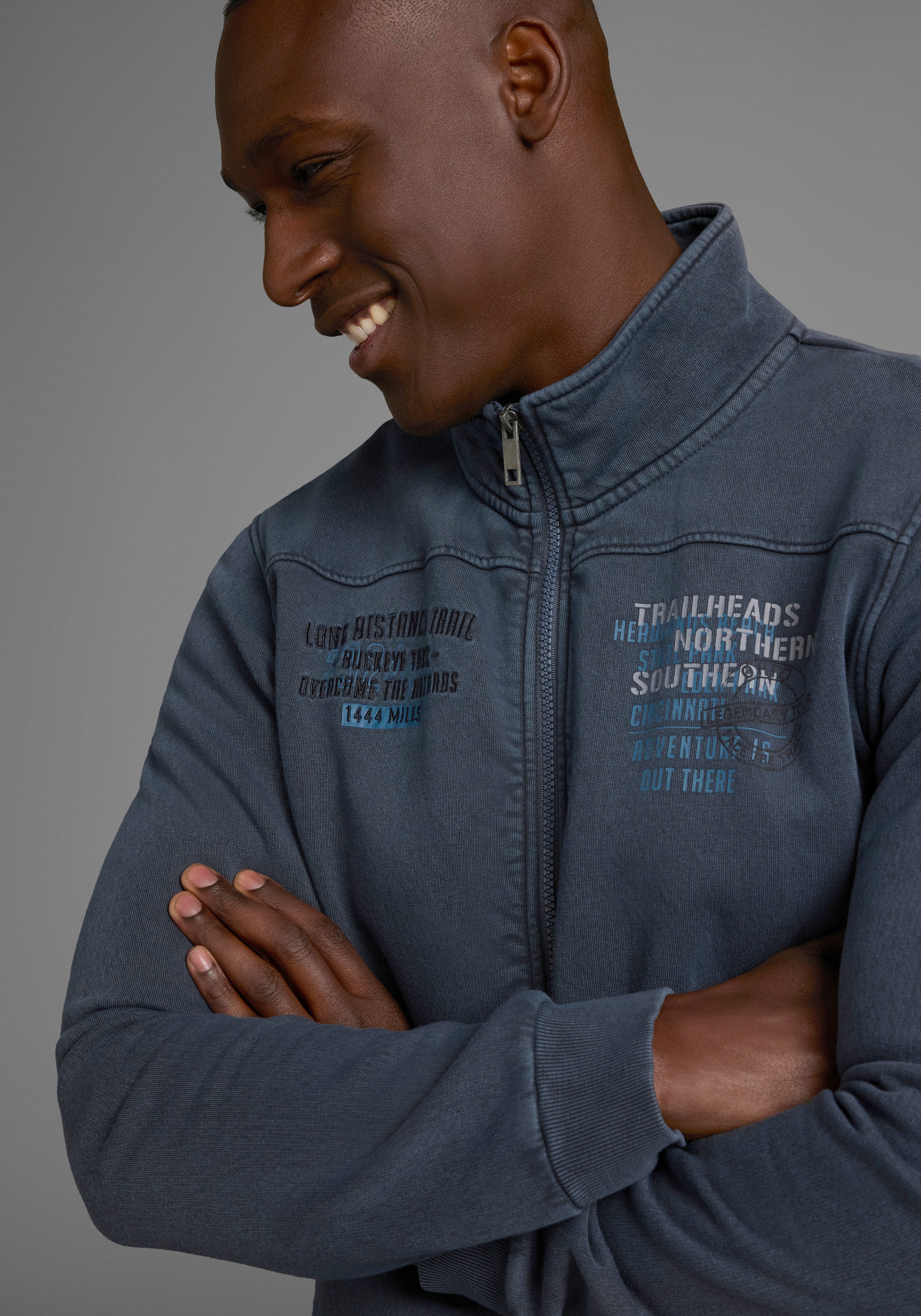 Man's World Sweatvest met print en borduursel