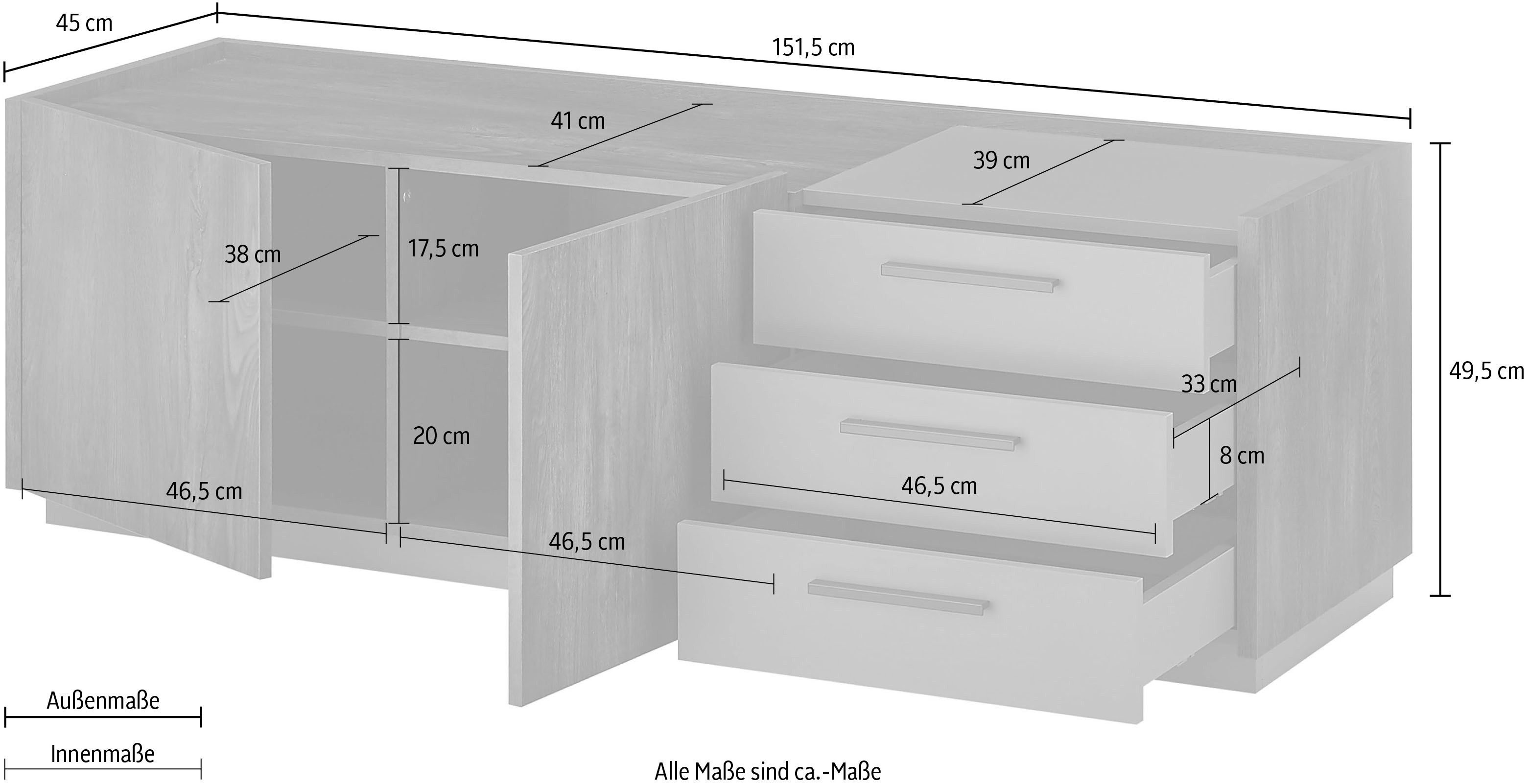 INOSIGN Tv-meubel Largo Soft-closefunctie, breedte ca.152 cm