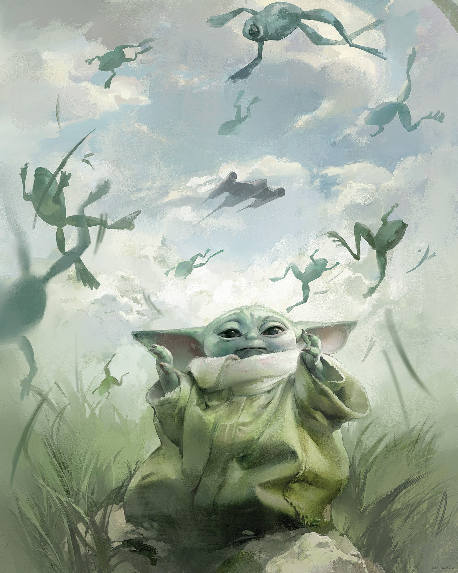 Komar Artprint Star Wars The Mandalorian Grogu Frogs 40 x 60 cm (breedte x hoogte) - kinderkamer, decoratie (1 stuk)