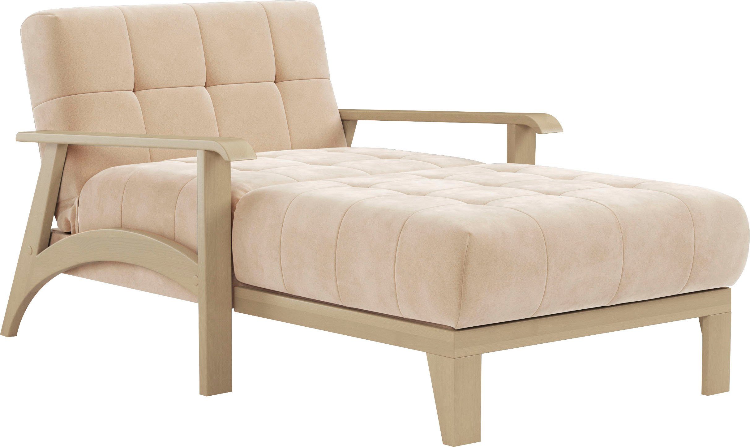 sit&more Récamier Billund Armleuningen van natuurlijk beukenhout, verschillende bekledingen en kleuren