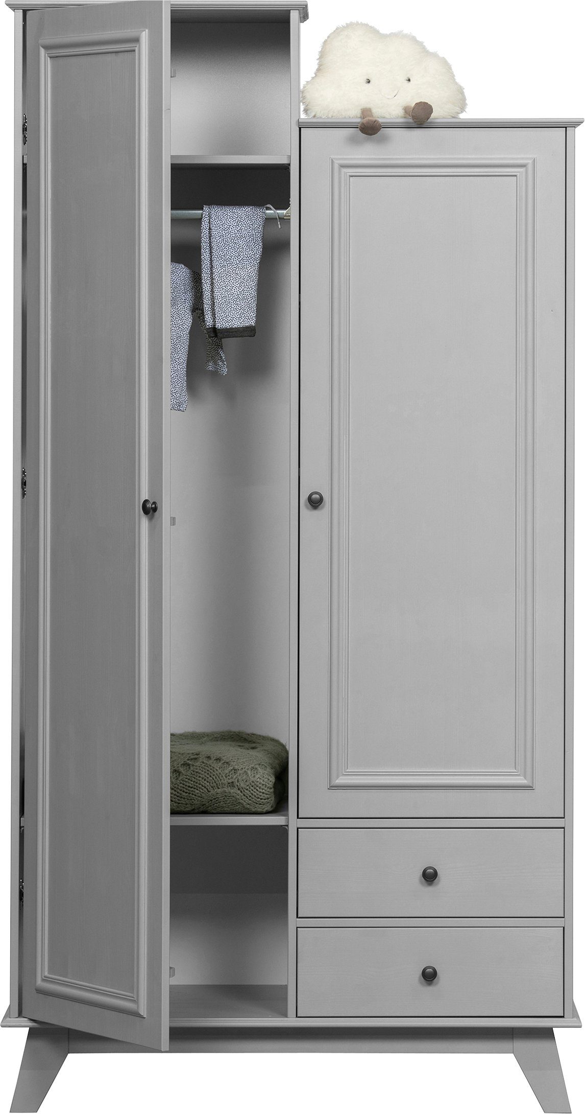 WOOOD Kledingkast Lily massief dennenhout, met kledingstang, h 190 cm x b 98 cm