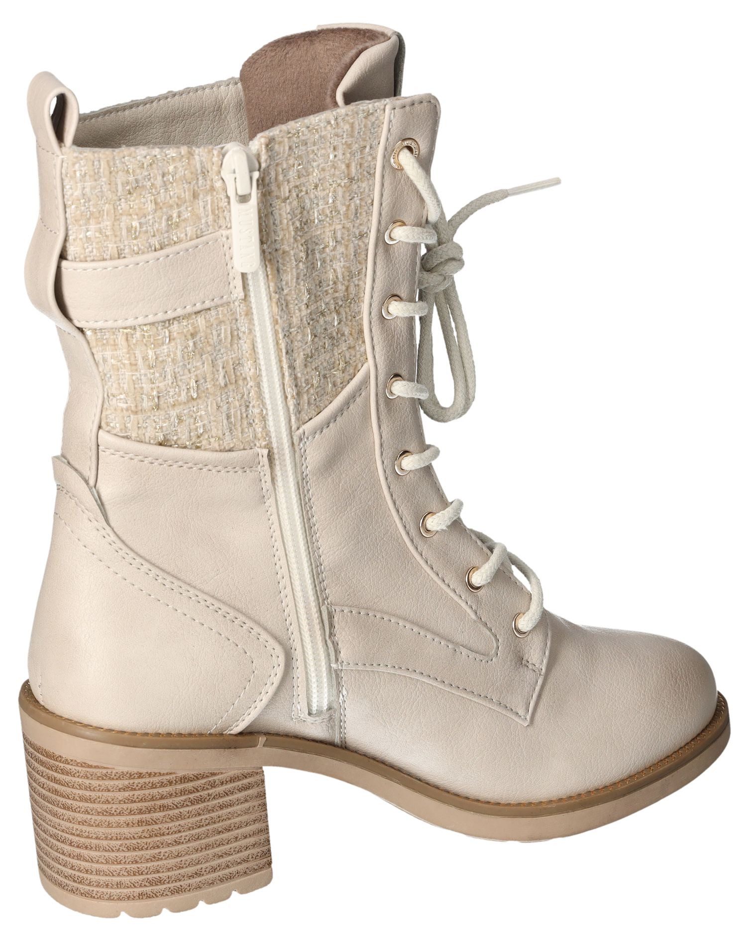 Mustang Shoes Winterlaarsjes Plateau enkellaars, veterschoenen met praktische binnenrits
