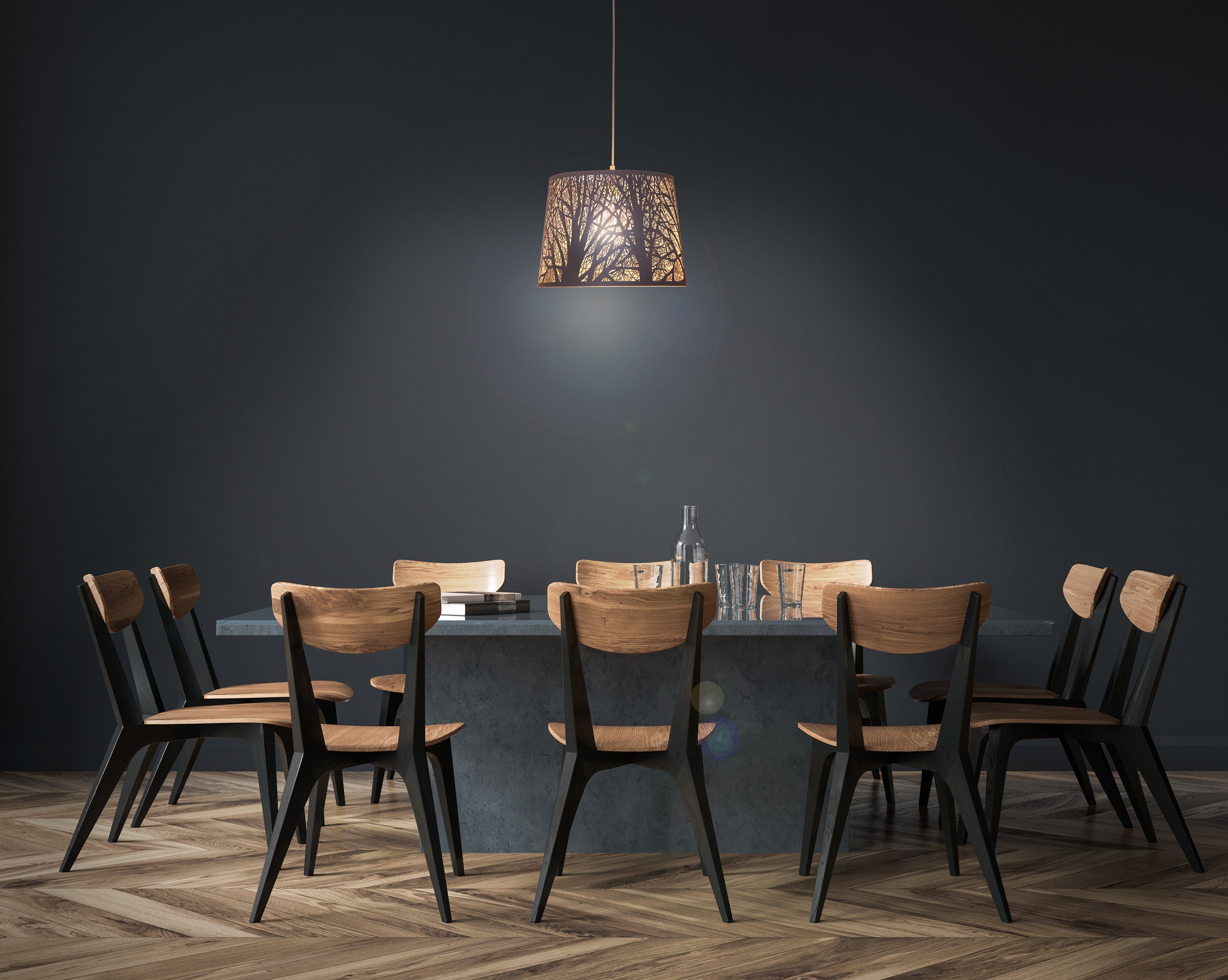 näve Hanglamp White wood Kap met takdecor wit 1xE27 hoogte 110 cm max. 60W