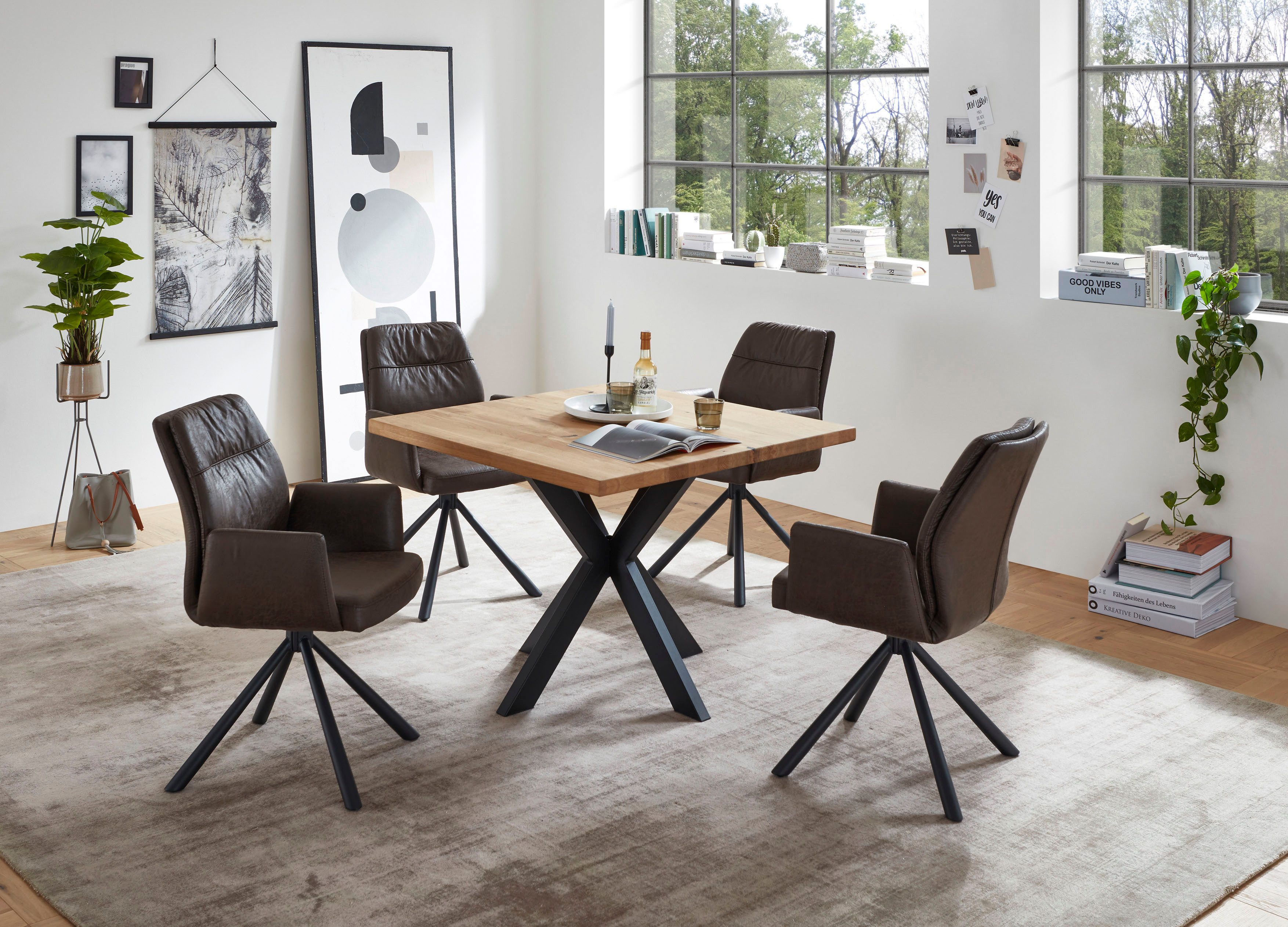 Stolkom Eettafel Micky 100 cm in massief geolied eiken, vierkante tafel