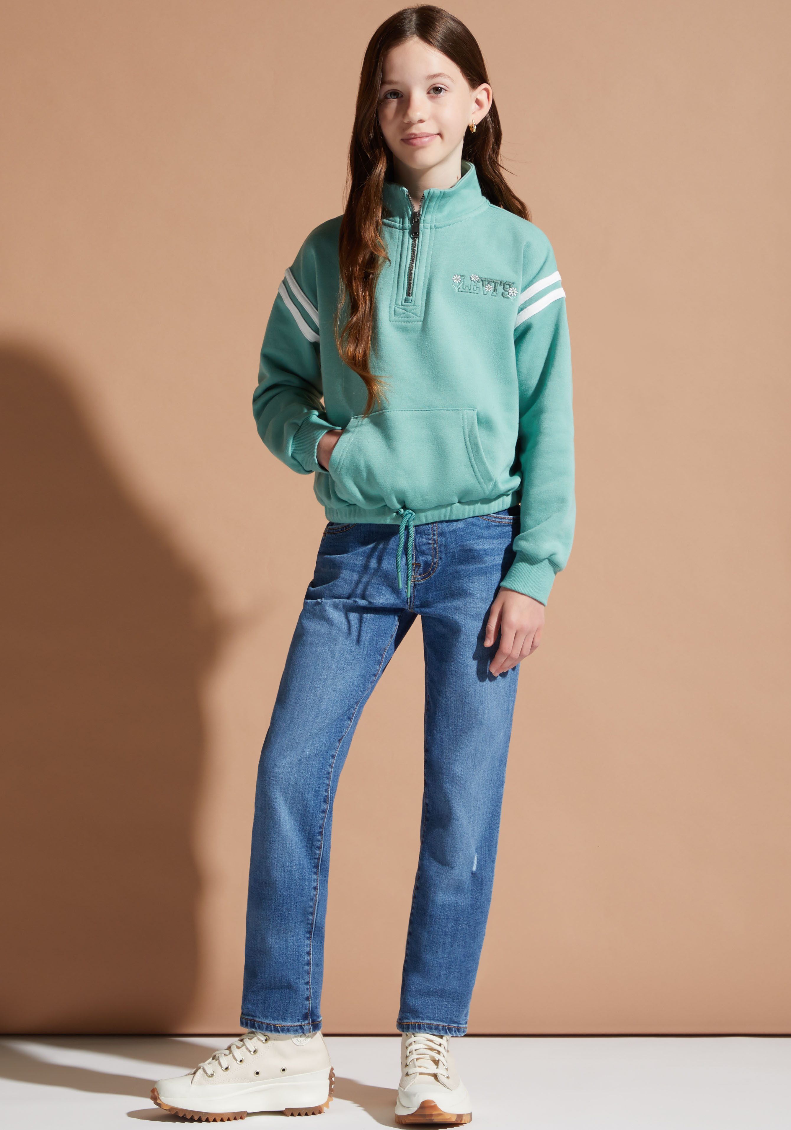 Levi's Kidswear Sweatshirt met koord voor meisjes