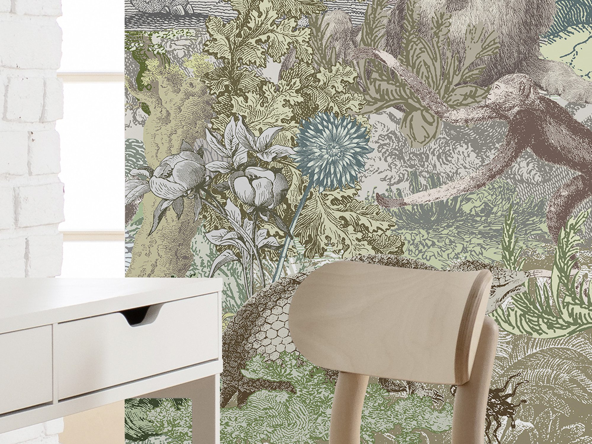 Komar Fotobehang Creative Zoo 350 x 250 cm (breedte x hoogte) - behang, vlies, woonkamer, slaapkamer (1 stuk)
