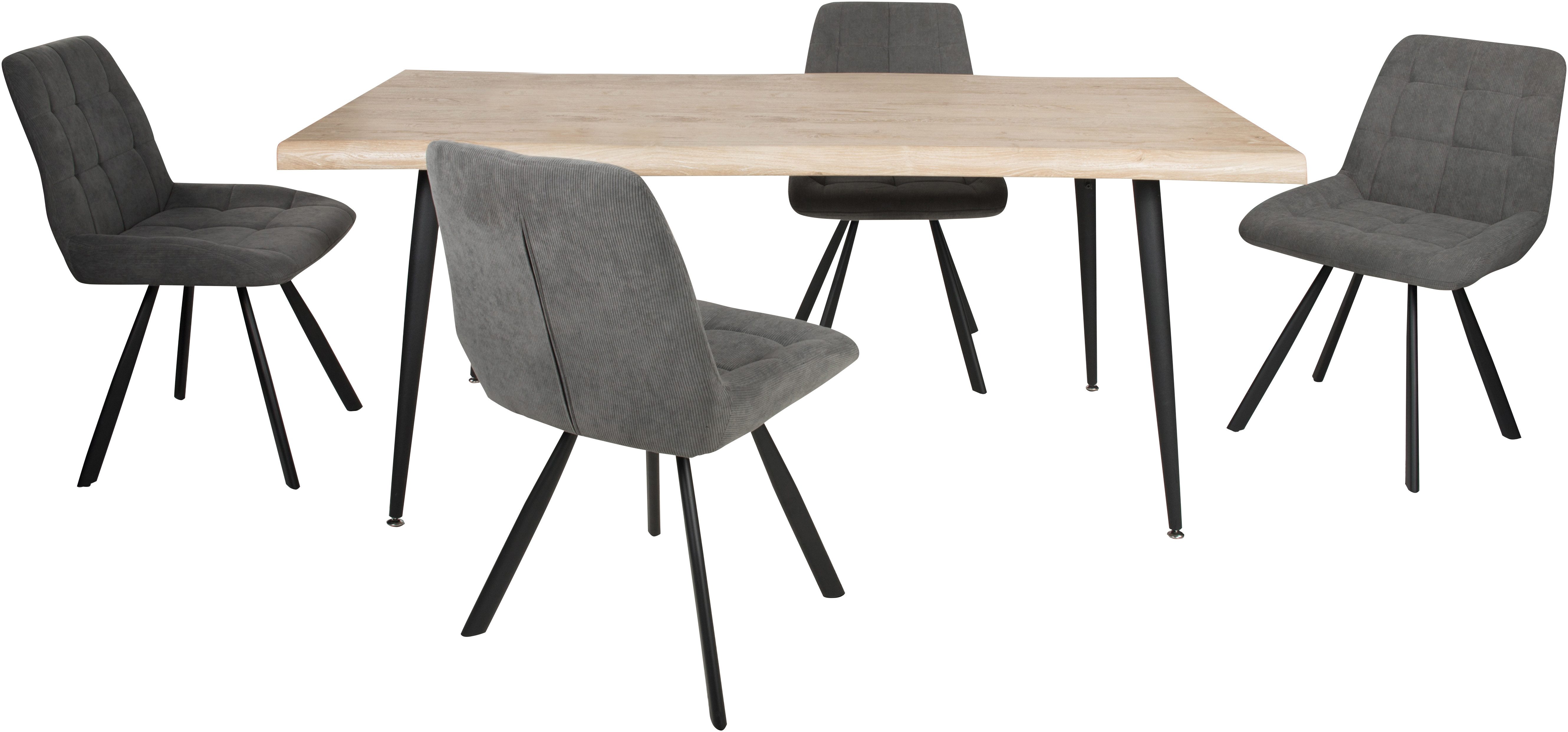 Duo Collection Eethoek Eetkamergroep Tailin & Elli Boomrandtafel, massief metalen frame, tot 100 kg belastbaar (set, 5-delig)