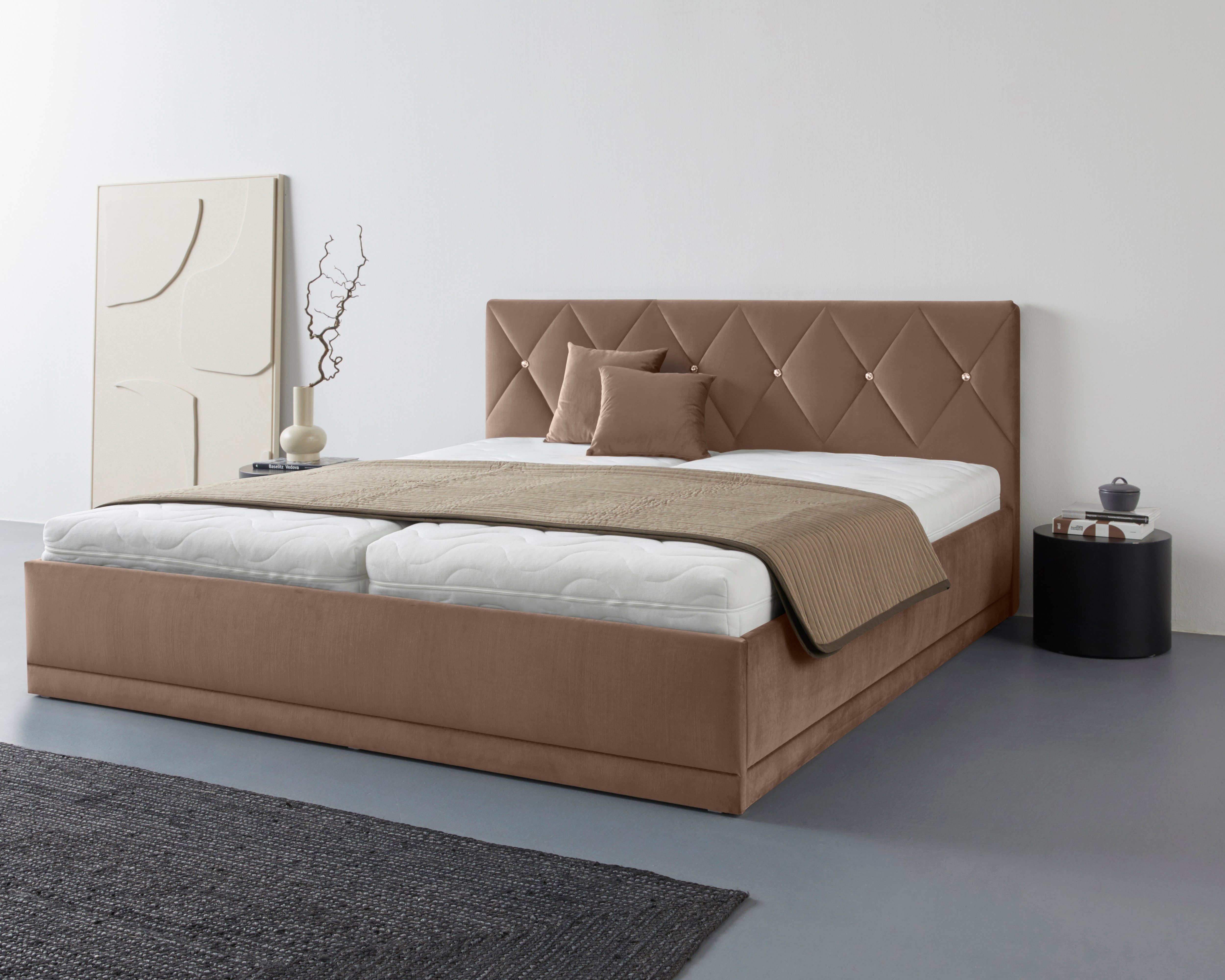 Westfalia Polsterbetten Gestoffeerd bed ADAMAS ook met bedlade, knoopdetails met stras