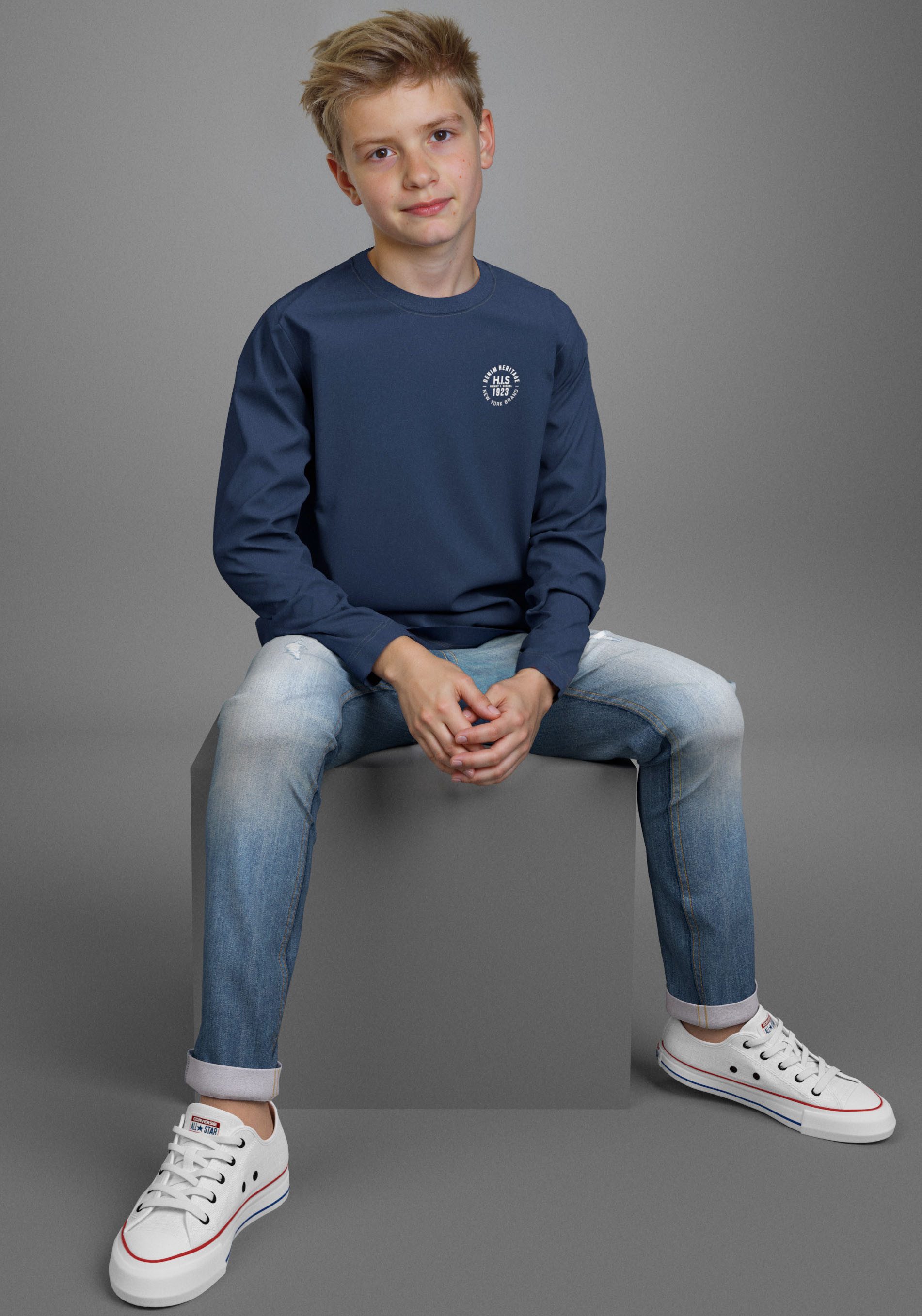 H.I.S Shirt met lange mouwen 2-pack shirts met logo-opdruk (set, 2-delig, 2)