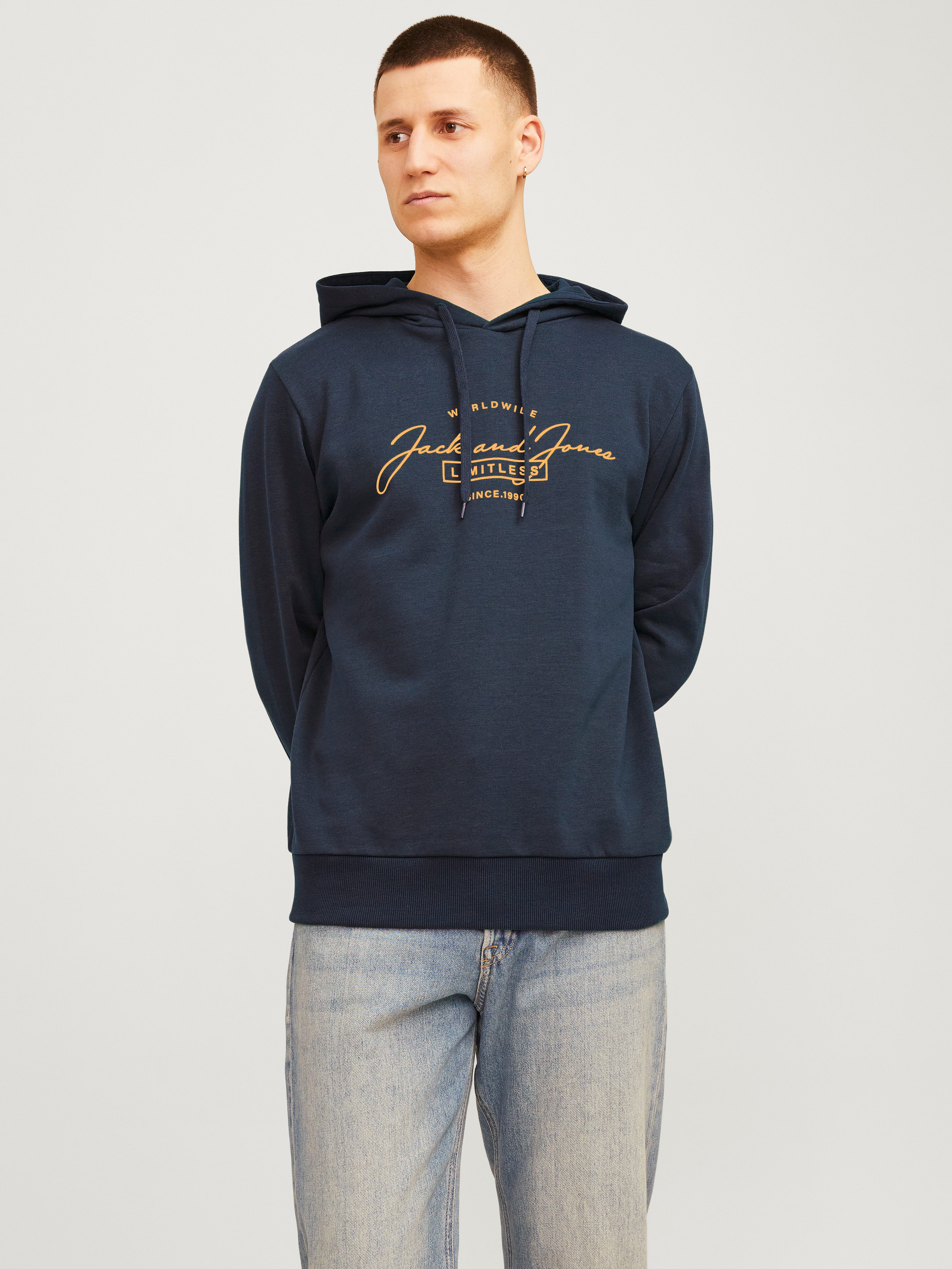 Jack & Jones Hoodie JJFERRIS SWEAT HOOD heren hoodies maat XS blauw