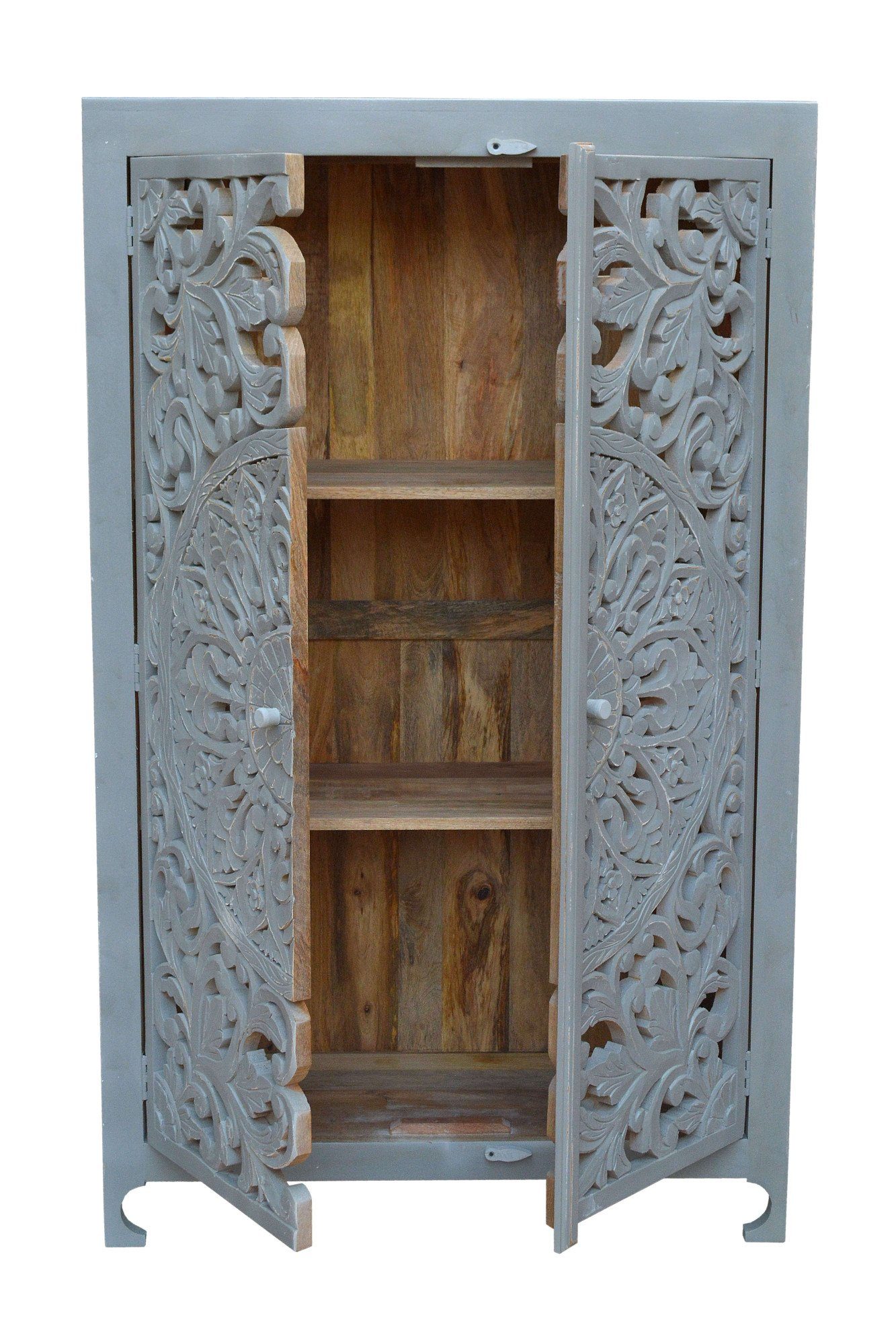 Home affaire Bergkast Kenmare Mangohout, decoratief houtsnijwerk, breedte 100 cm