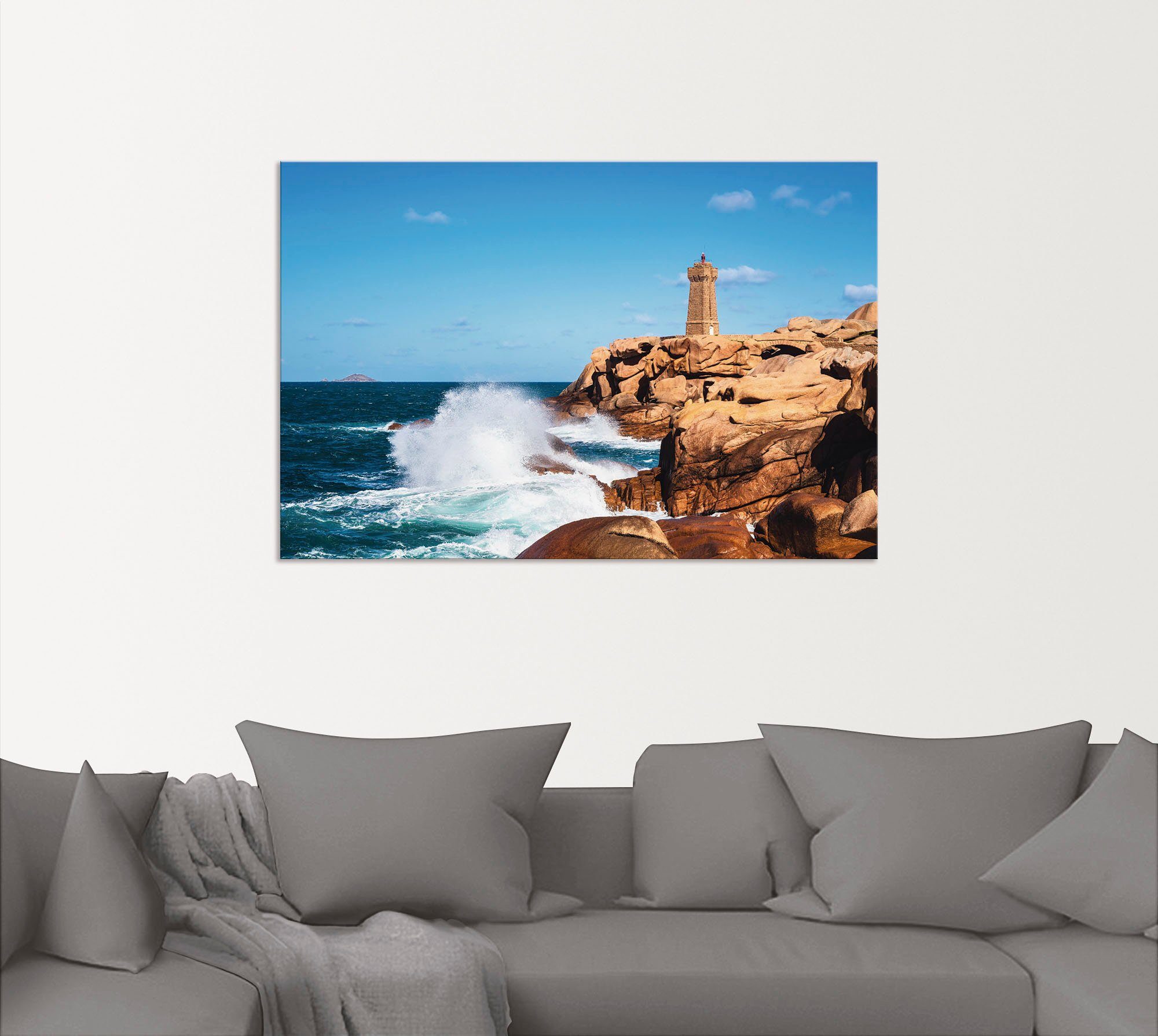 Artland Artprint Kust van de Atlantische Oceaan Bretagne bij Ploumanach als artprint van aluminium, artprint op linnen, muursticker of poster in verschillende maten