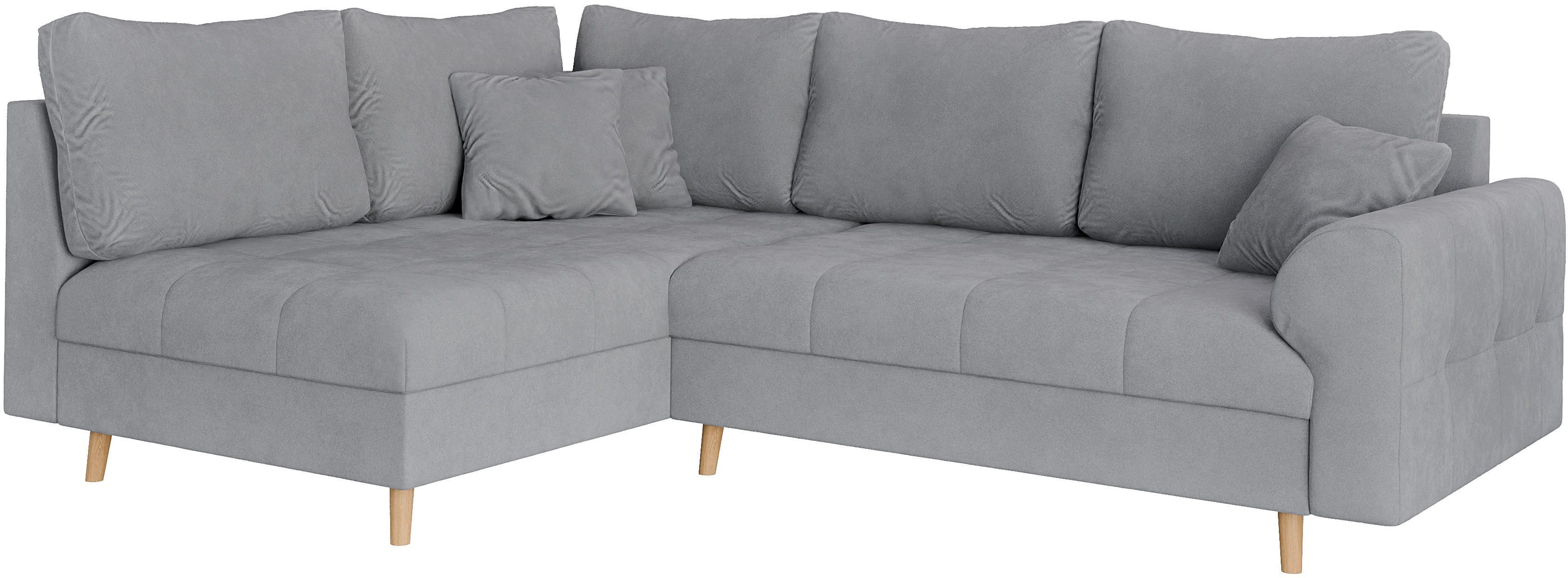 Home affaire Hoekbank CHARRE L-vorm met ottomane, afmetingen B/D/H: 231/161/81 cm fijne stiksels, losse rug- en sierkussens, ook in cord en bouclé