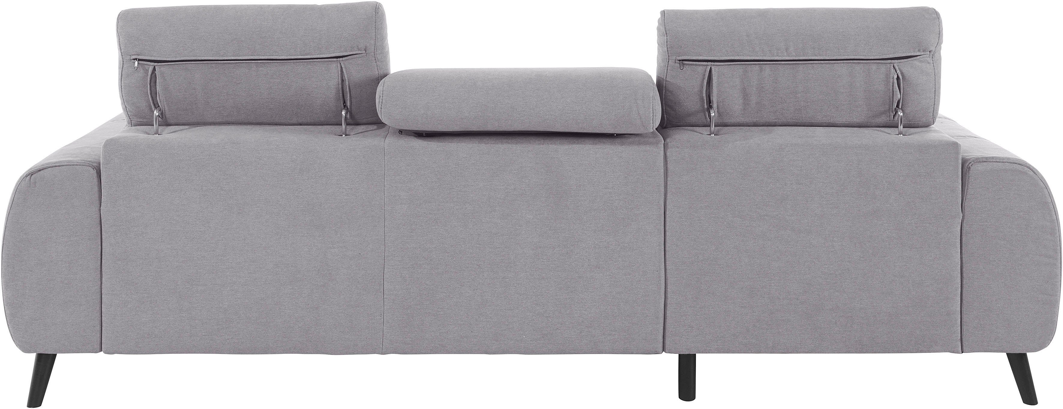COTTA Hoekbank Mia L-vorm met 3 sierkussens keuze met bedfunctie, bedlade, verlichting & draadloze oplader