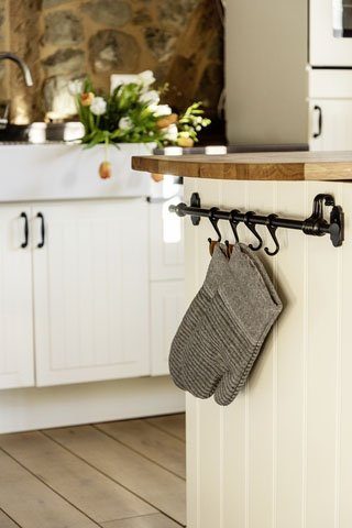WENKO Ovenwanten Model Ada Stripes met katoenen binnenkant, 1 paar, grijs (set, 2-delig)