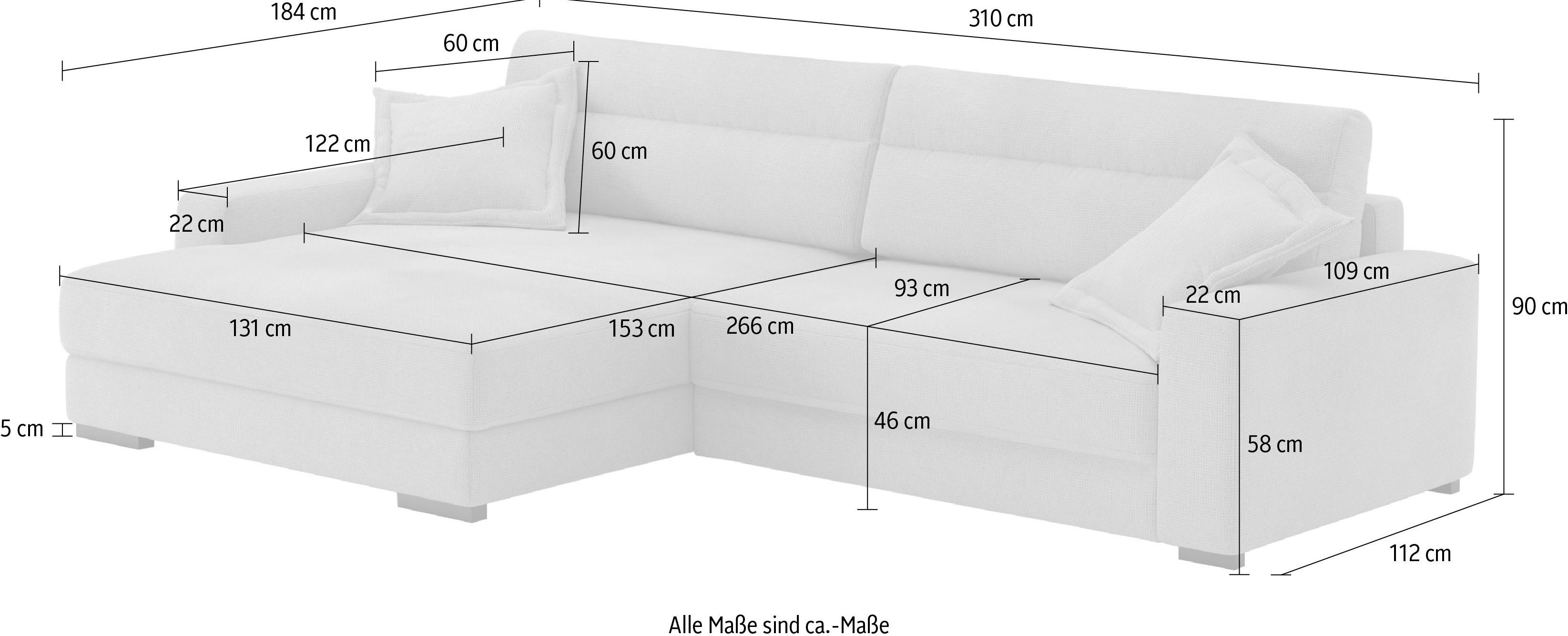 Mr. Couch Hoekbank Marcello L-vorm inclusief easybett en bedlade