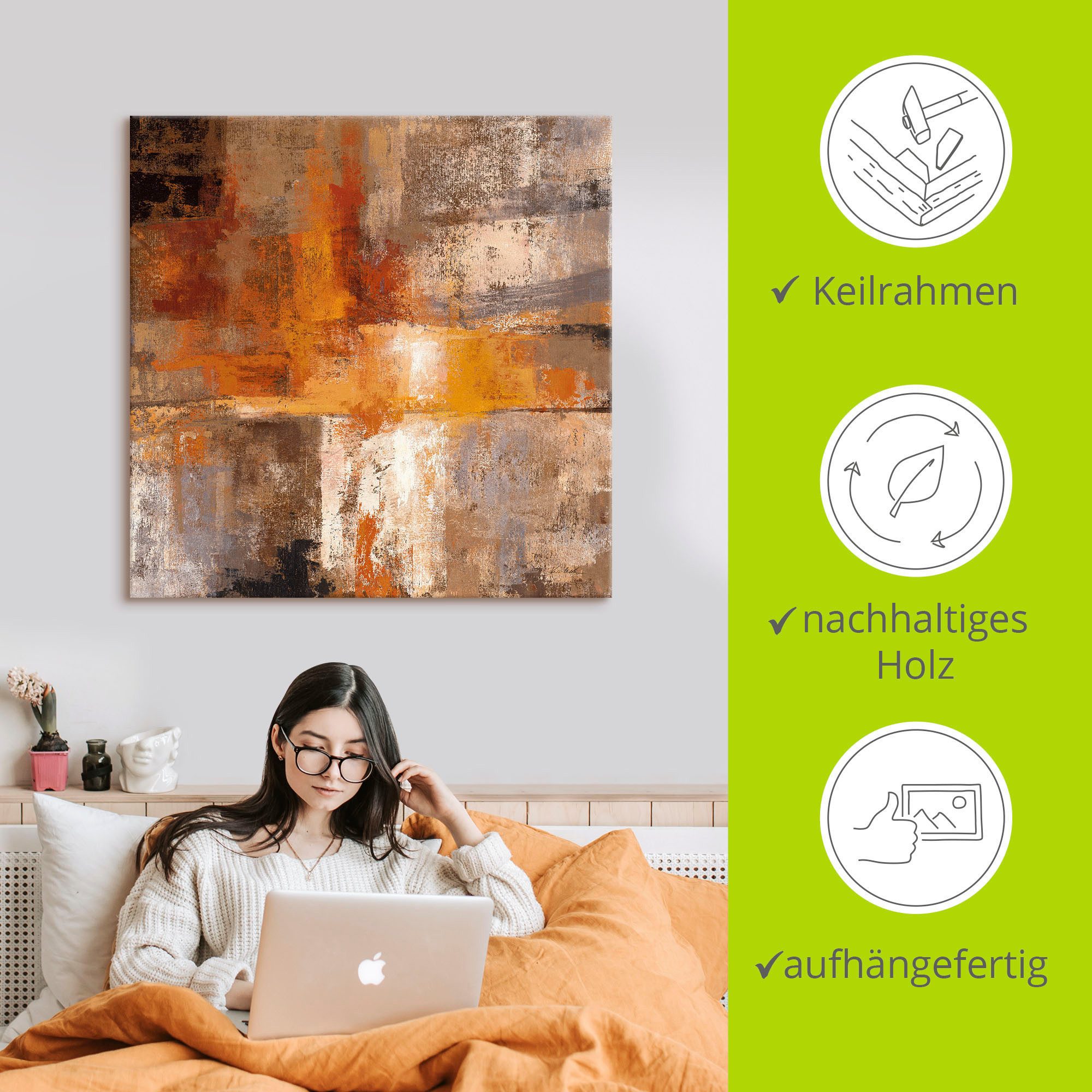 Artland Artprint Zilverkleur en amber oogst als artprint op linnen, poster in verschillende formaten maten