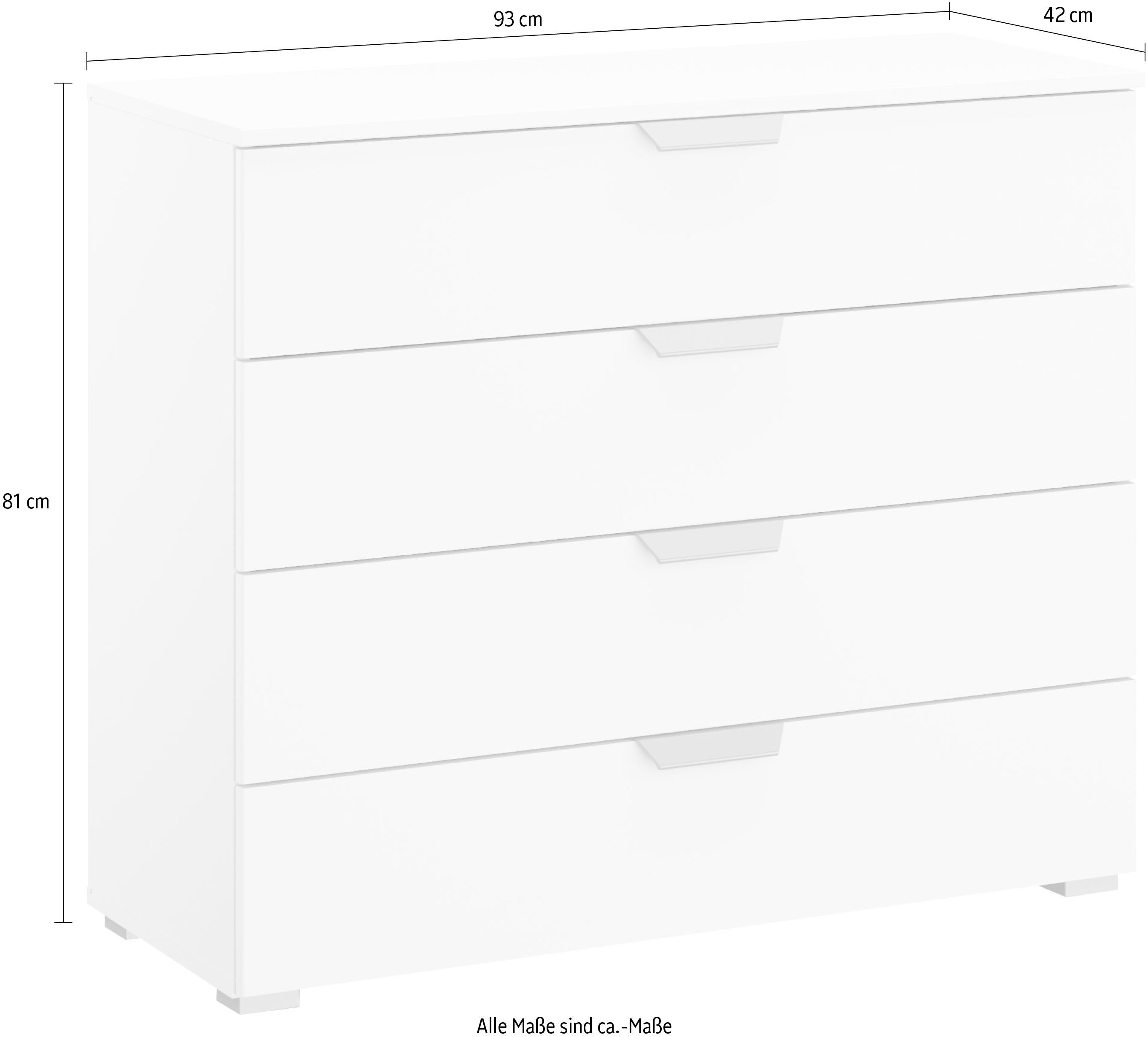 rauch Ladekast Sideboard ORIAS met decor- of hoogglansfront met 4 lades en 2 deuren en metalen grepen made in germany