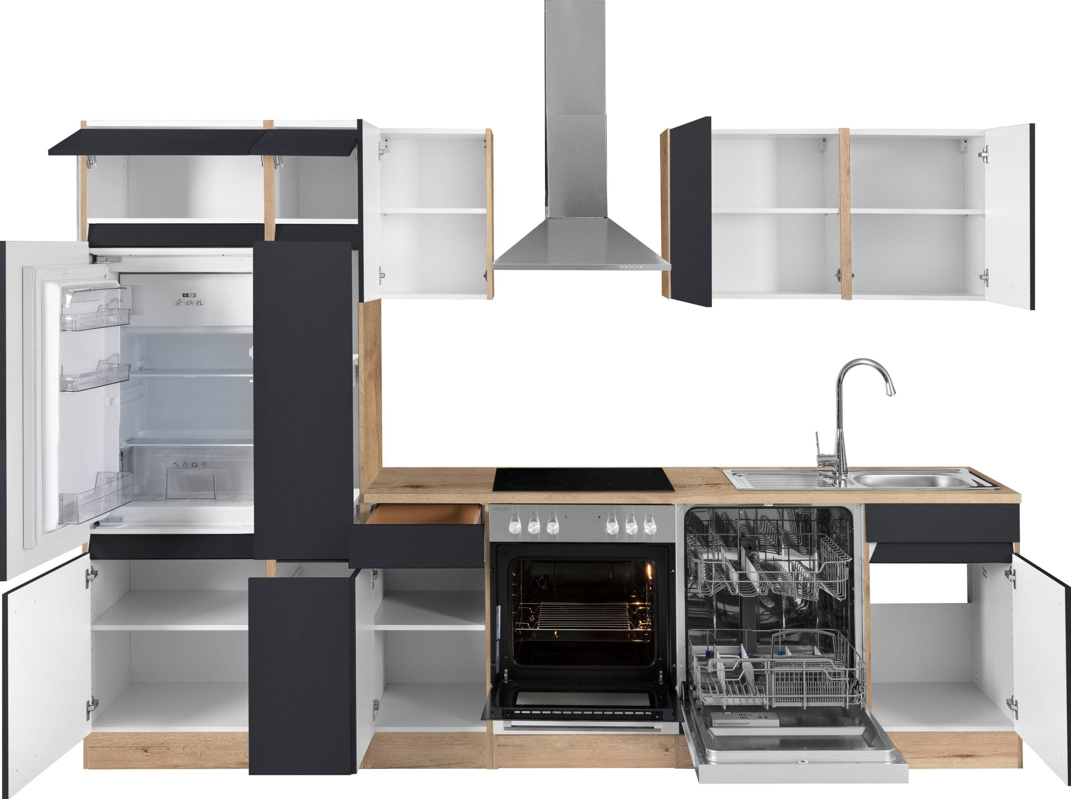 OPTIFIT Keukenblok Roth Breedte 300 cm, optioneel met elektrische apparaten, met apothekerskast