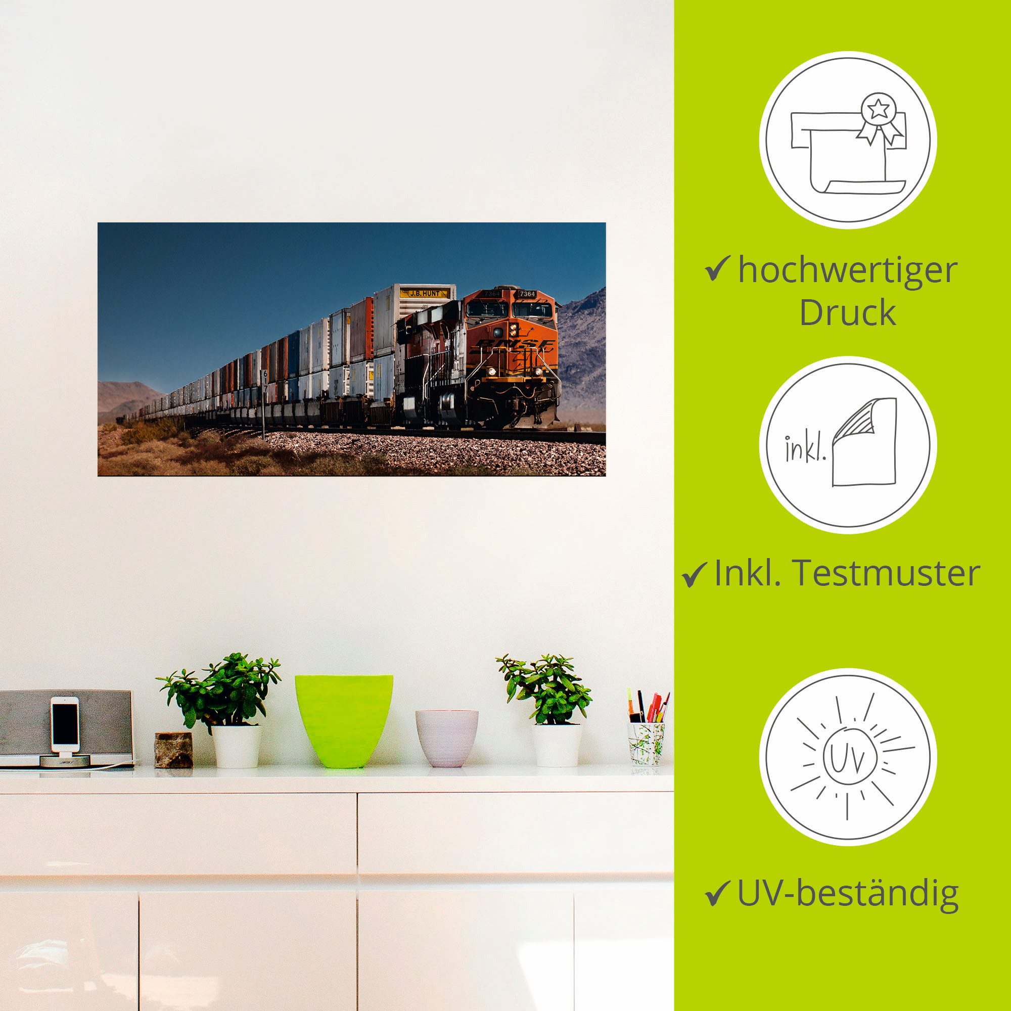 Artland Artprint Goederentrein BNSF Californië als poster, muursticker in verschillende maten
