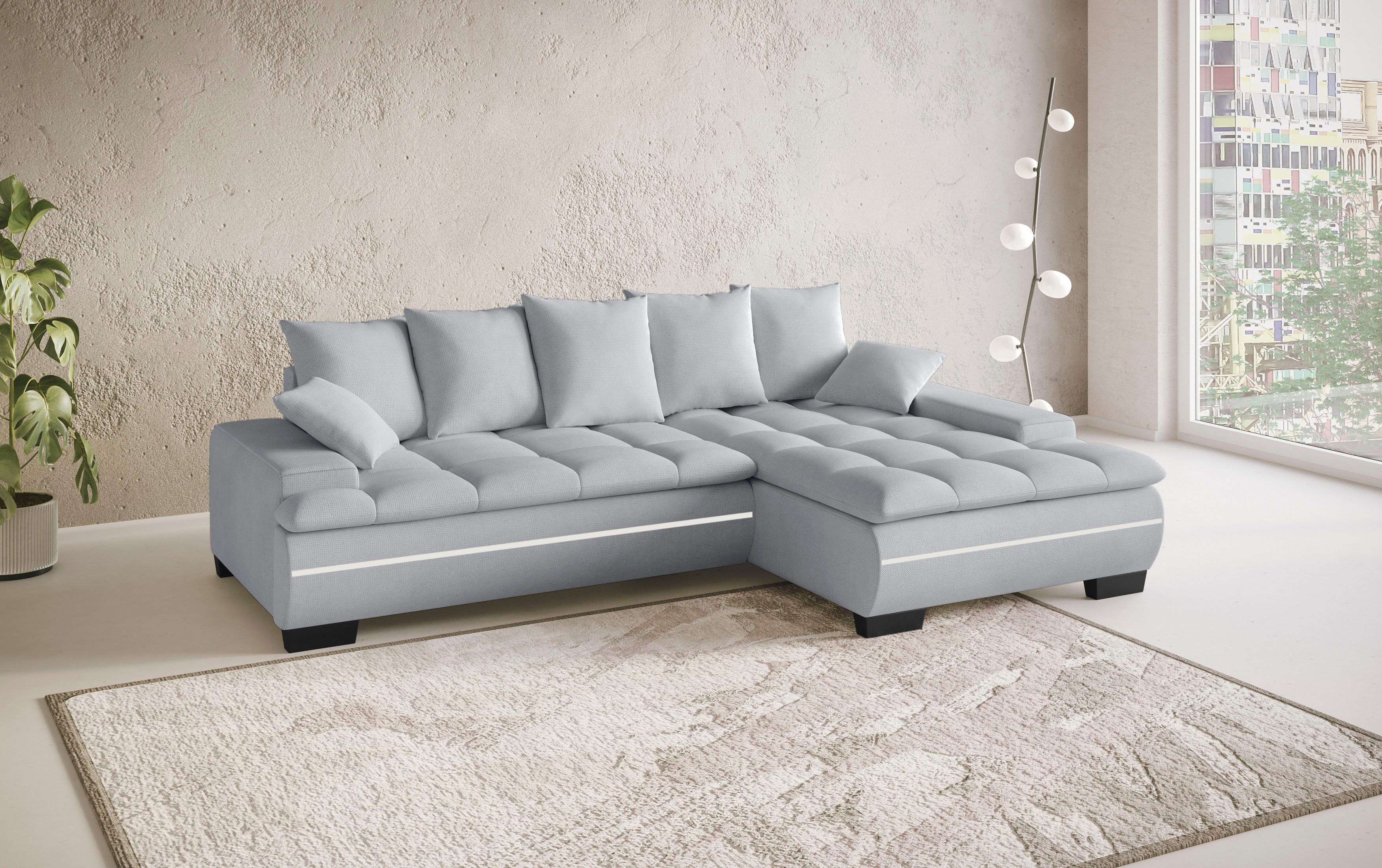Mr. Couch Hoekbank Haiti II, L-vorm RGB-LED verlichting, koudschuim, optioneel met bed, bedlade
