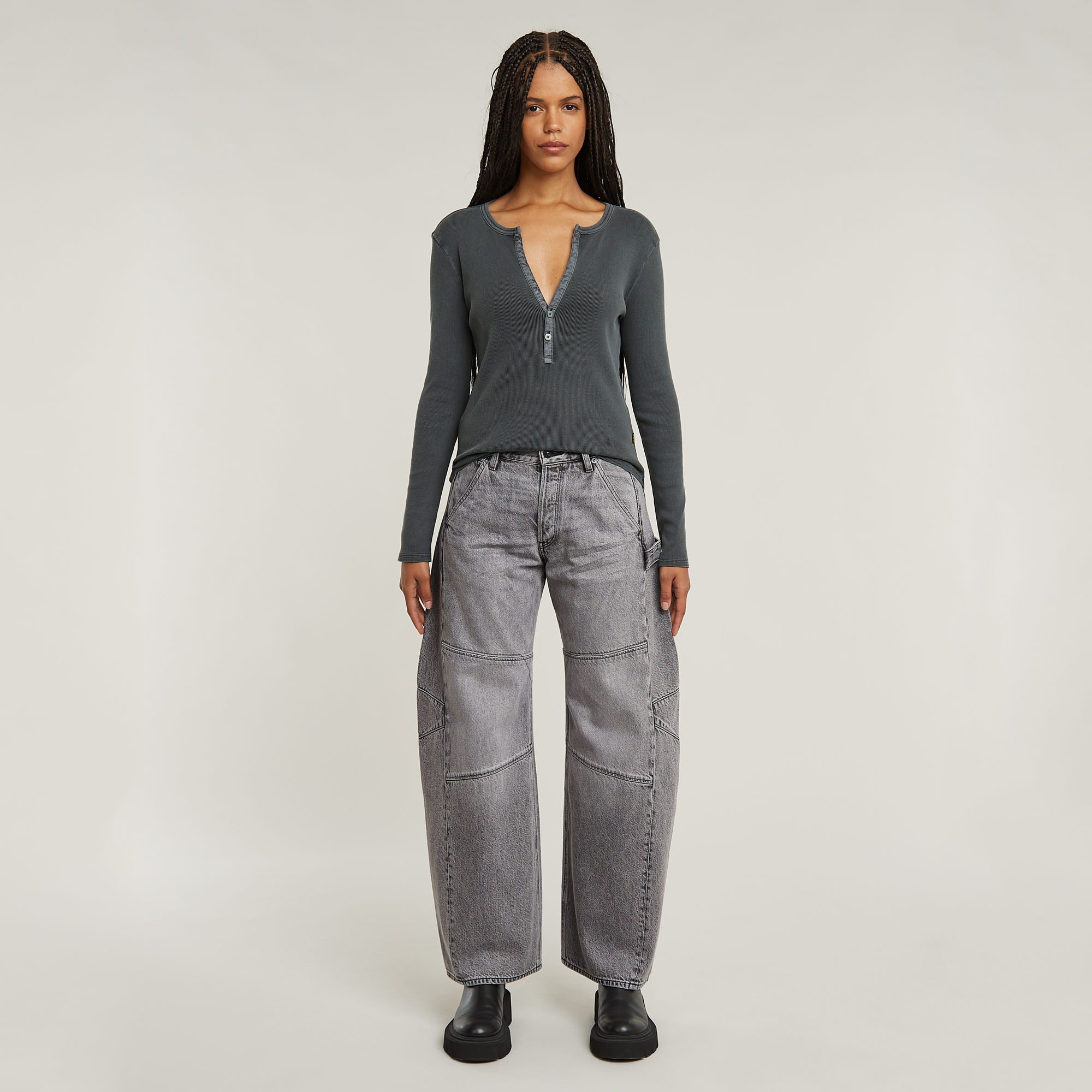 G-Star RAW Shirt met lange mouwen Deep v slim met knoopsluiting