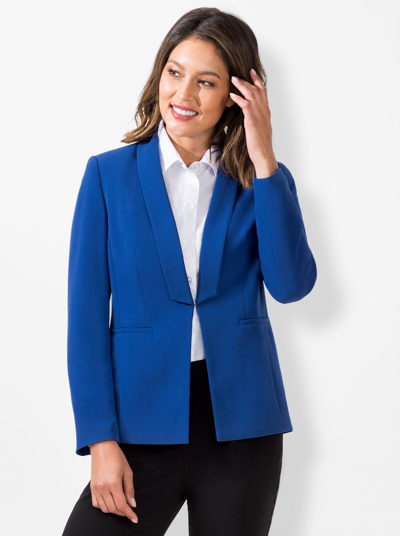 lady korte blazer blauw