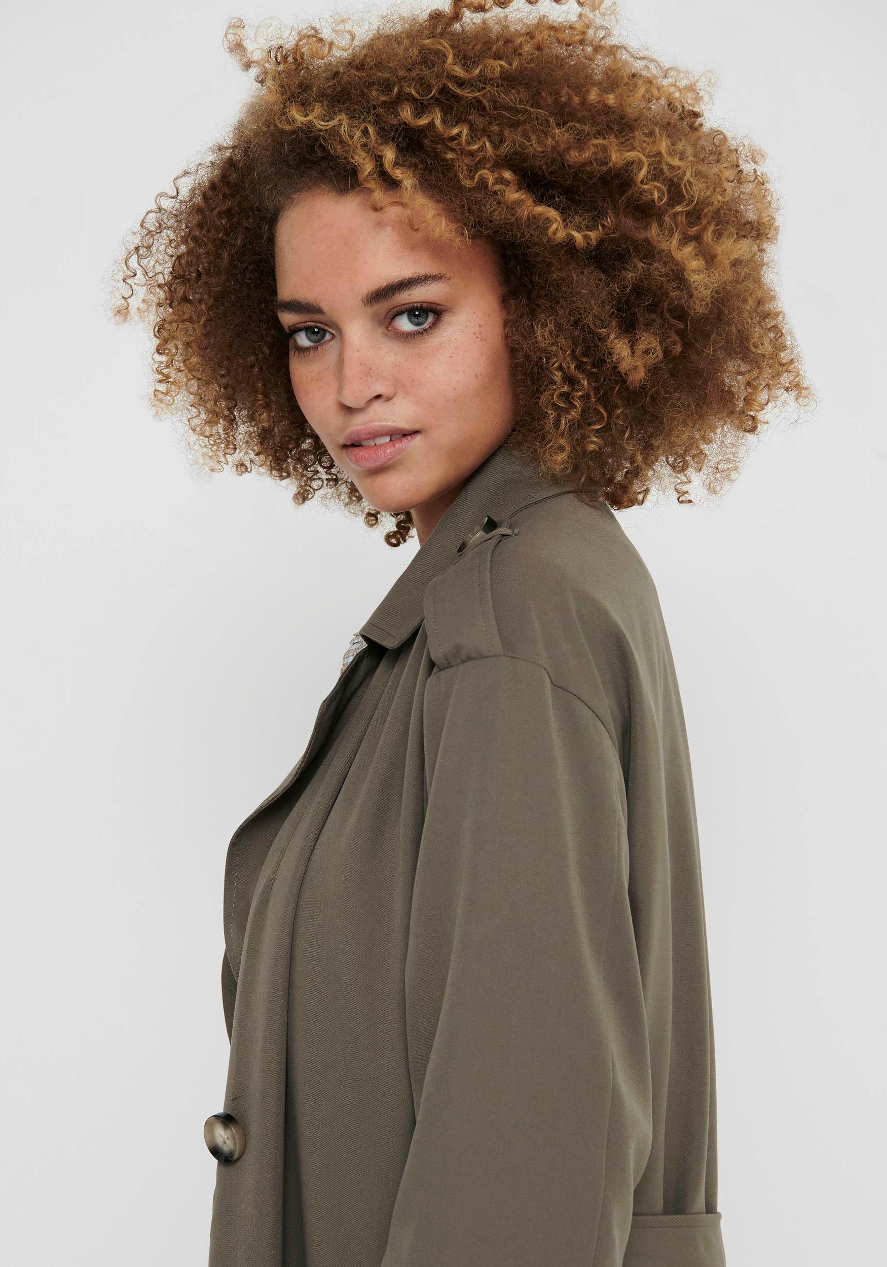Only Trenchcoat ONLLINE X-LONG TRENCHCOAT OTW NOOS met bindriem in de taille - 2 zijzakken