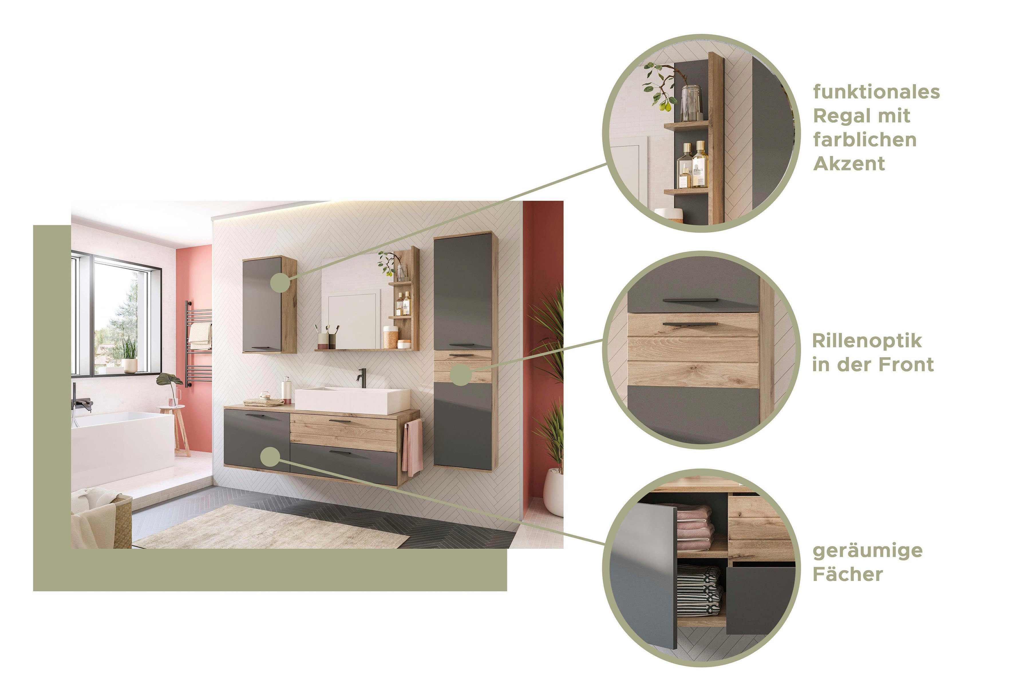 INOSIGN Halfhoge kast Riga, breedte 37 cm, 2 deuren, 2 legplanken, 1 constructiebodem Deurstopper verwisselbaar, badkamermeubels, badkamerspiegel, kast, badkamer, hoge kast