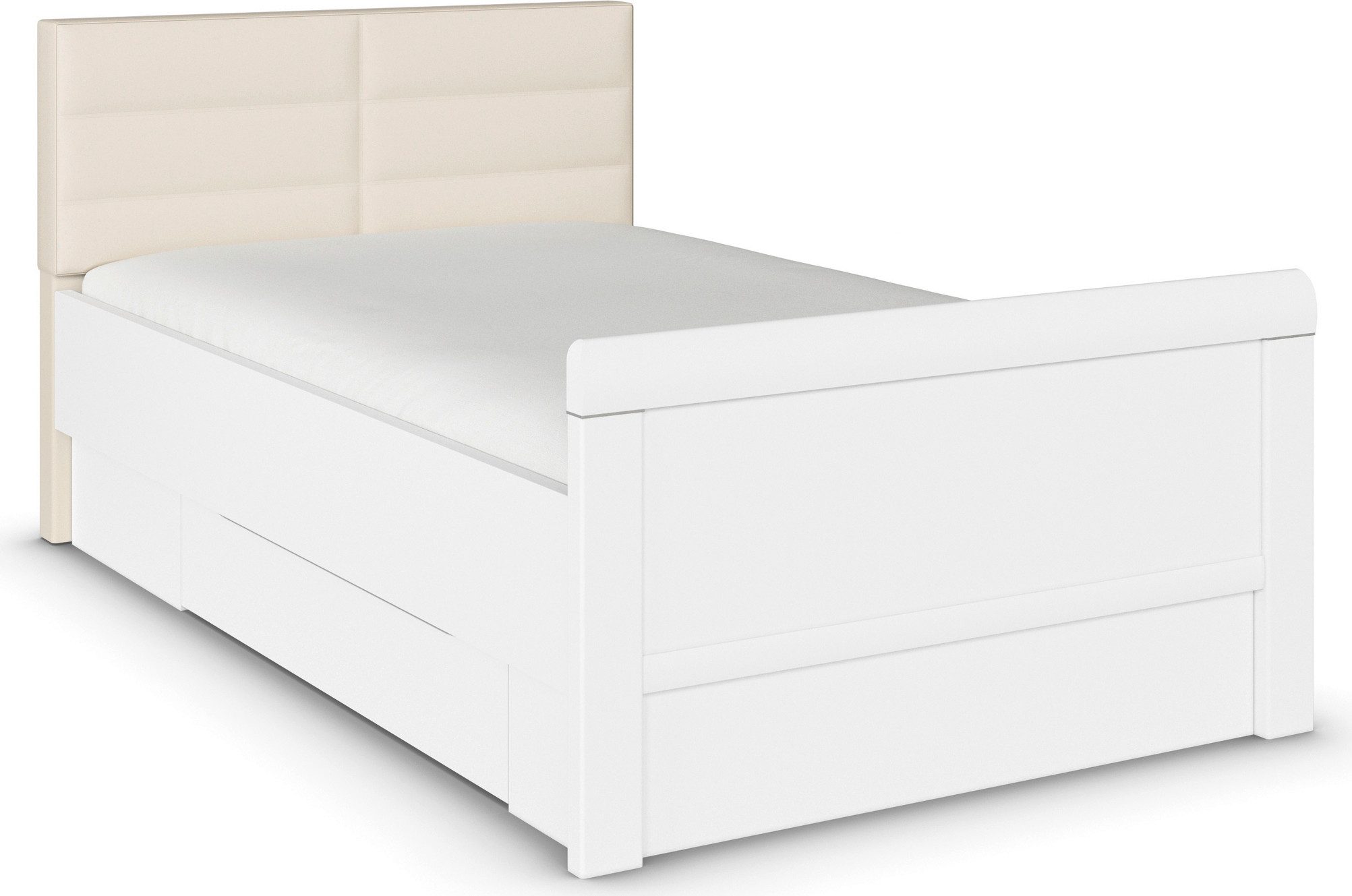 rauch Ledikant met bergruimte Bed Eenpersoons Stollenbed Bedkasten EVELYN in comfortabele hoogte met gestoffeerd hoofdeinde en lades made in germany