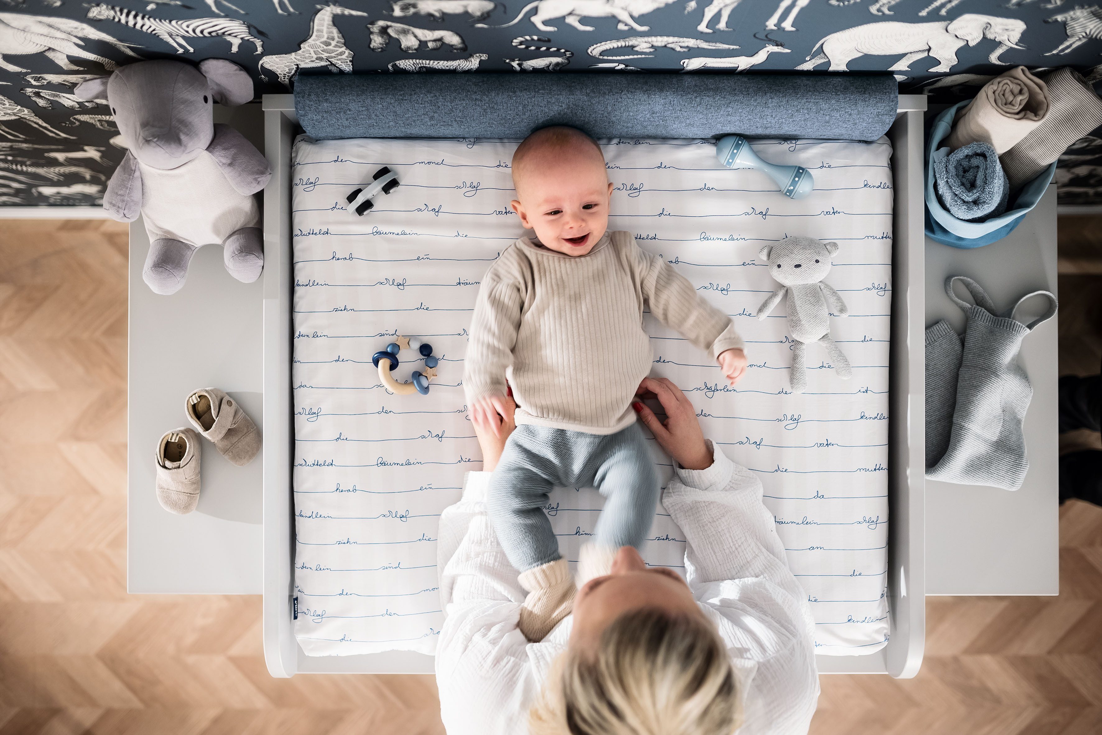 PAIDI Kinderwelten Aankleedkussen Hoofdbeschermer extra zacht gewatteerd, past op elke commode, wasbaar