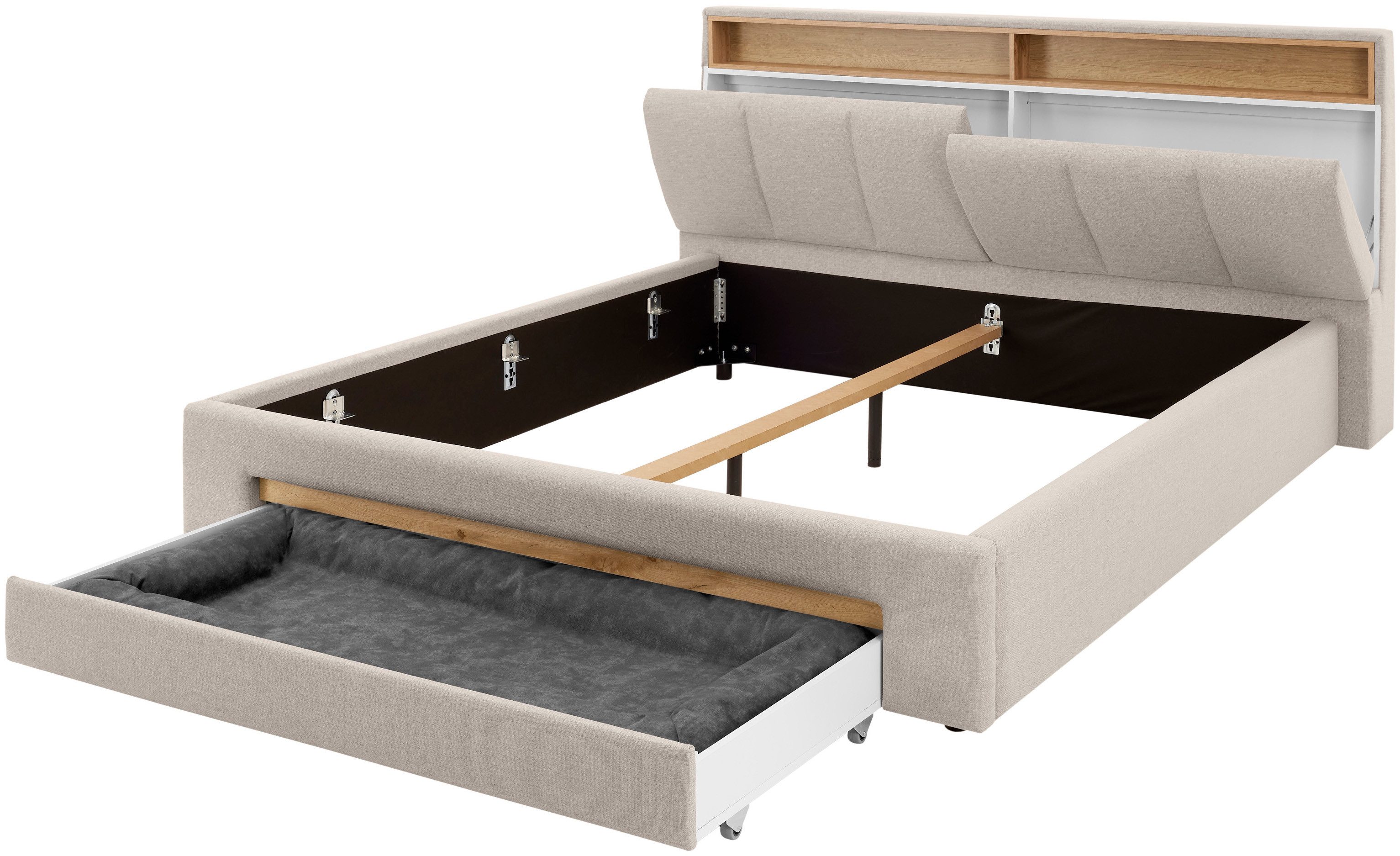 INOSIGN Gestoffeerd bed CiTY/GiRON,, gepolsterd opbergbed, met LED-verlichting Bedkisten met hondenbed of als opbergruimte, opklapbare hoofdeinden